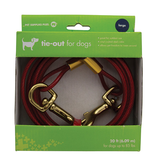 PS+ Tie-Out Cable For Dogs, 20 foot, Large, Up to 85 pounds