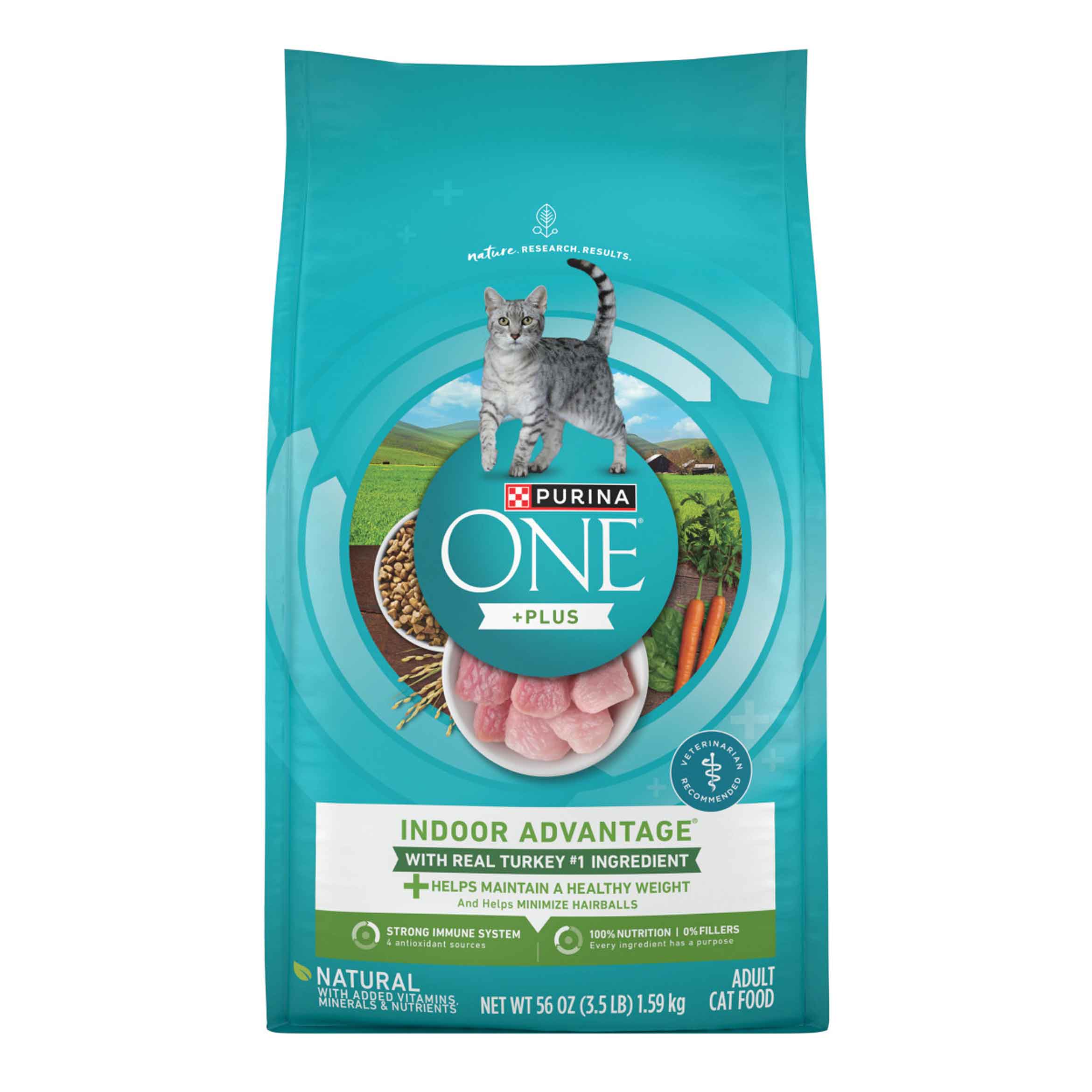 Purina ONE Hairball, Weight Control, Natural Dry Cat Food, Indoor Advantage - 3.5 Pound Bag
