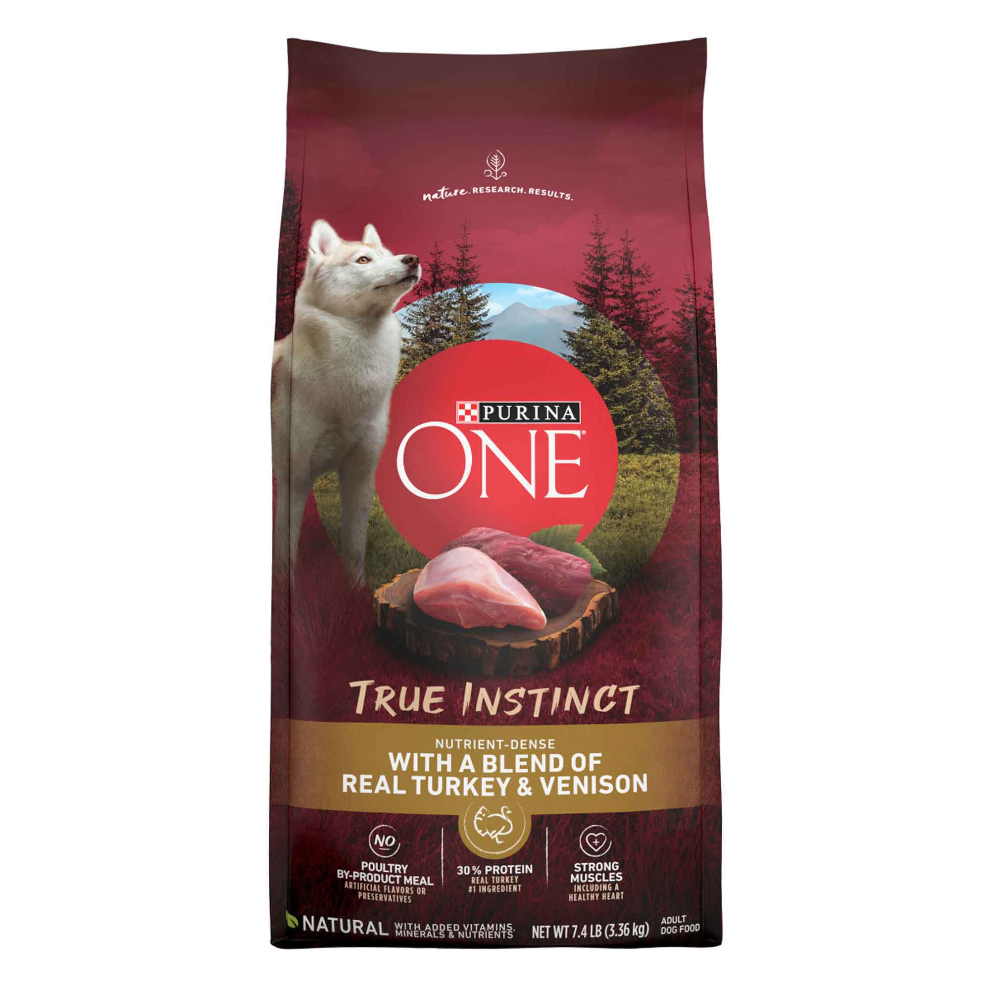 Purina ONE High Protein, Natural Dry Dog Food, True Instinct With Real Turkey & Venison - 7.4 Pound Bag