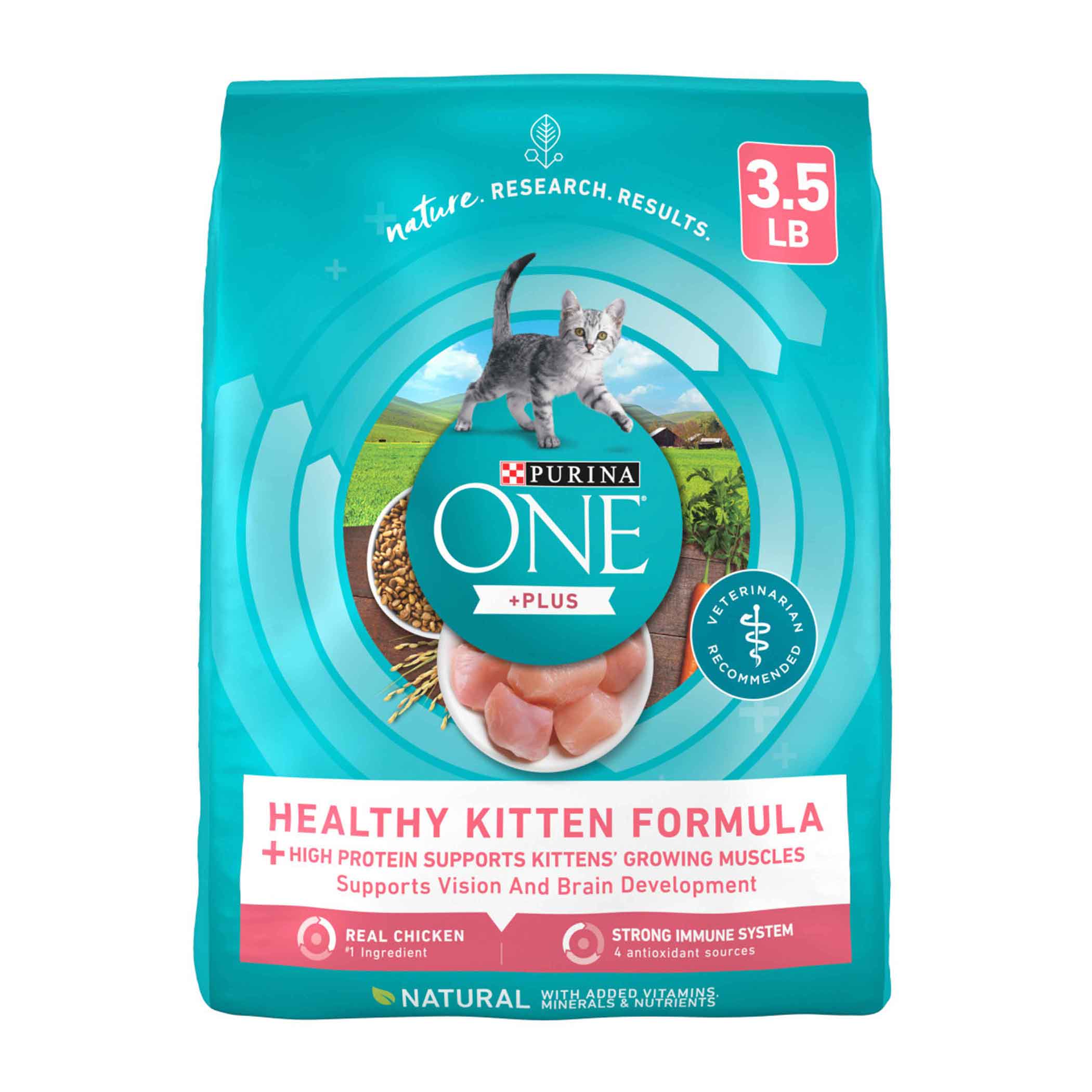Purina ONE High Protein, Natural Dry Kitten Food, +Plus Healthy Kitten Formula - 3.5 Pound Bag
