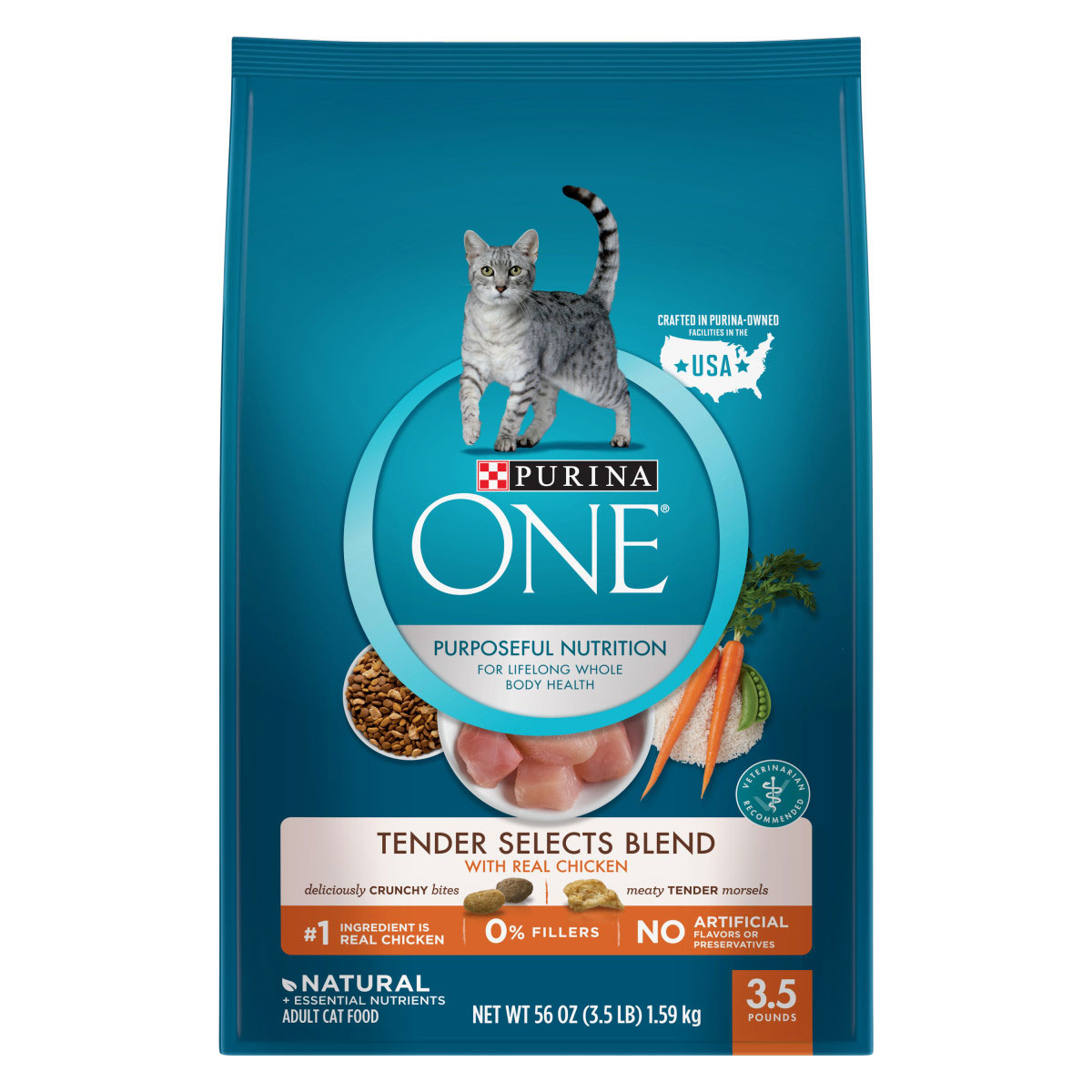 Purina ONE Tender Selects Blend With Real Chicken Adult Dry Cat Food - 3.5 Pound Bag
