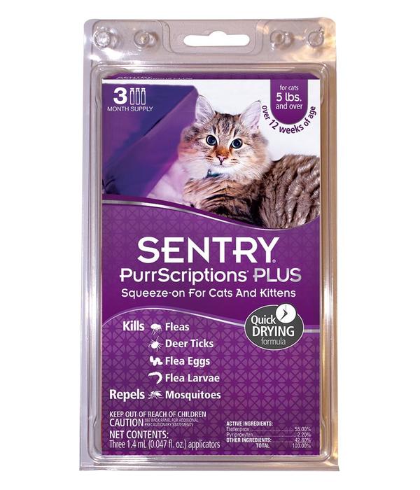 Sentry® PurrScriptions® Plus Flea & Tick Squeeze-On Cat Over 5 Pounds, 3 Count