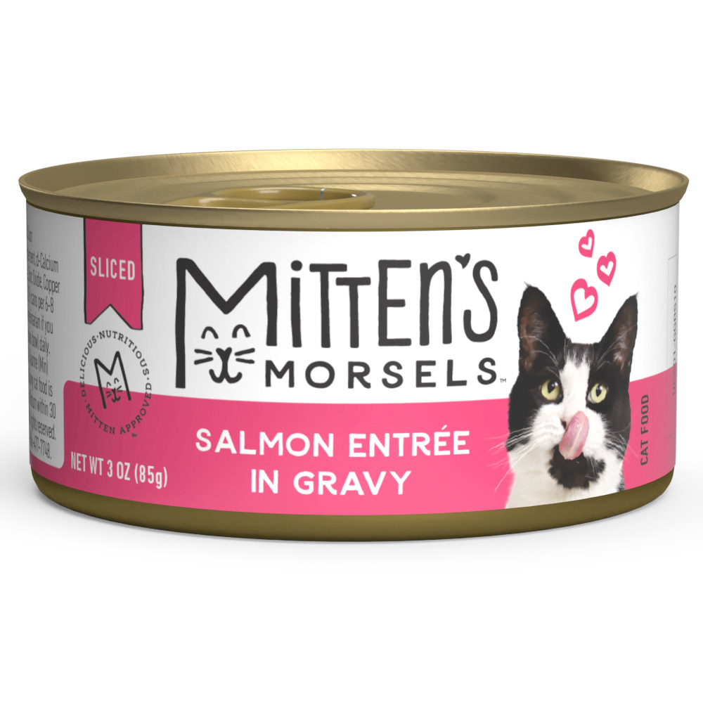Mittens Morsels Cat Food Wet Sliced Salmon 3oz