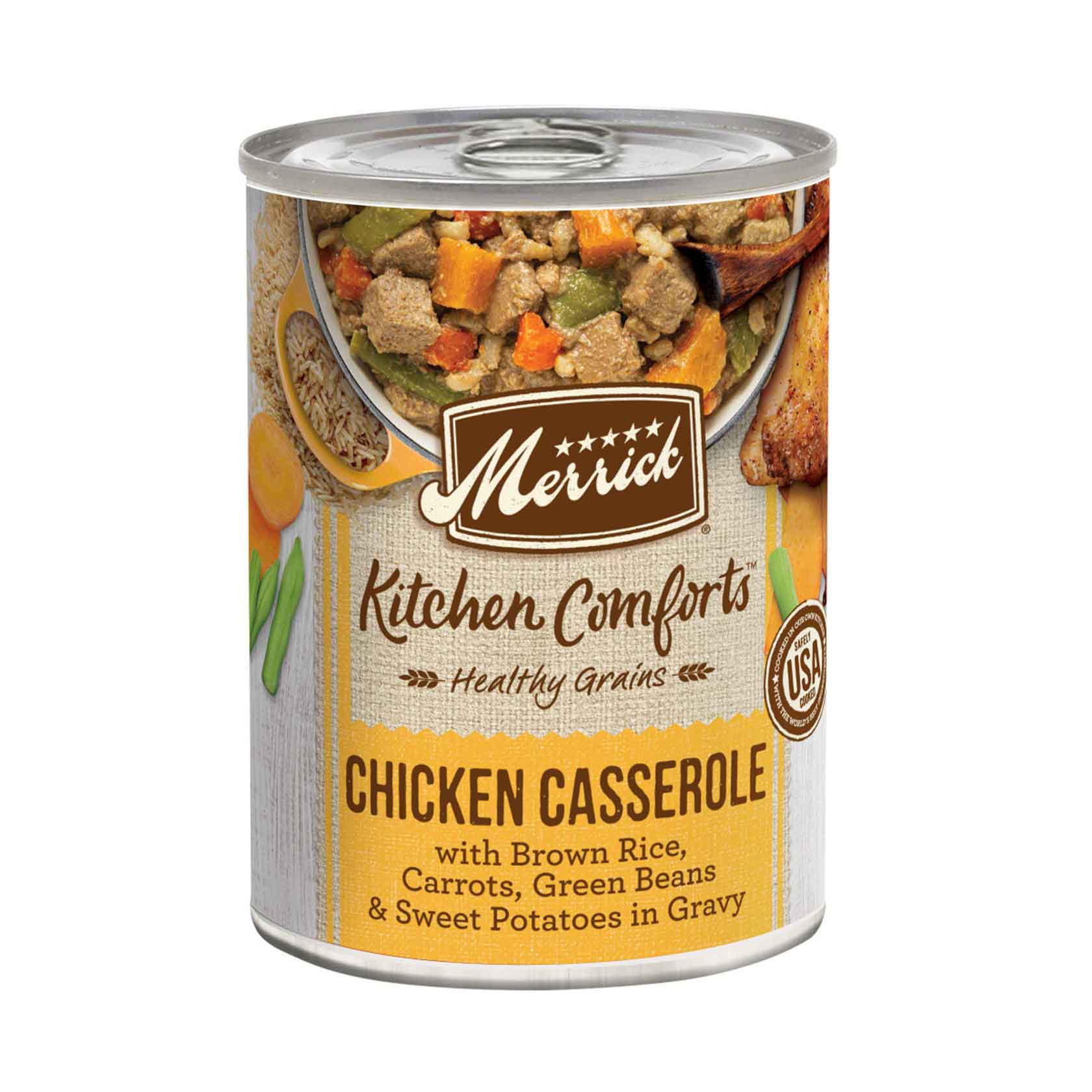 Merrick Kitchen Comforts Wet Dog Food Gravy, Chicken Casserole Chicken and Rice Dog Food with Grains - 12.7 Ounce Can