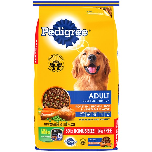 Pedigree® Complete Nutrition Roasted Chicken, Rice & Vegetable Flavor Adult Dog Food, 50 Pound Bag