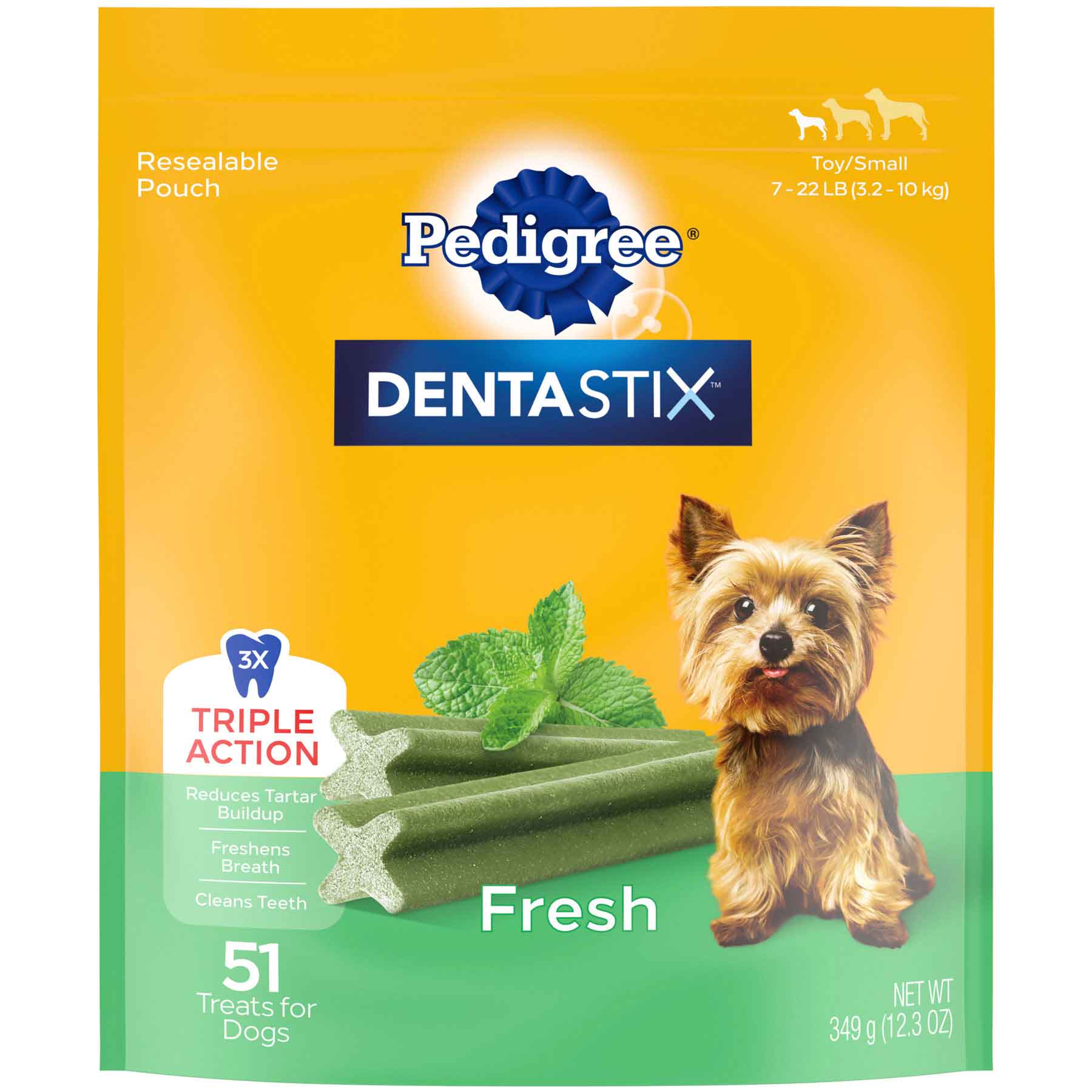 Pedigree Dentastix Dental Dog Treats for Toy/Small Dogs - Fresh Flavor Dental Bones, 12.66 Ounces Pack (51 Treats)