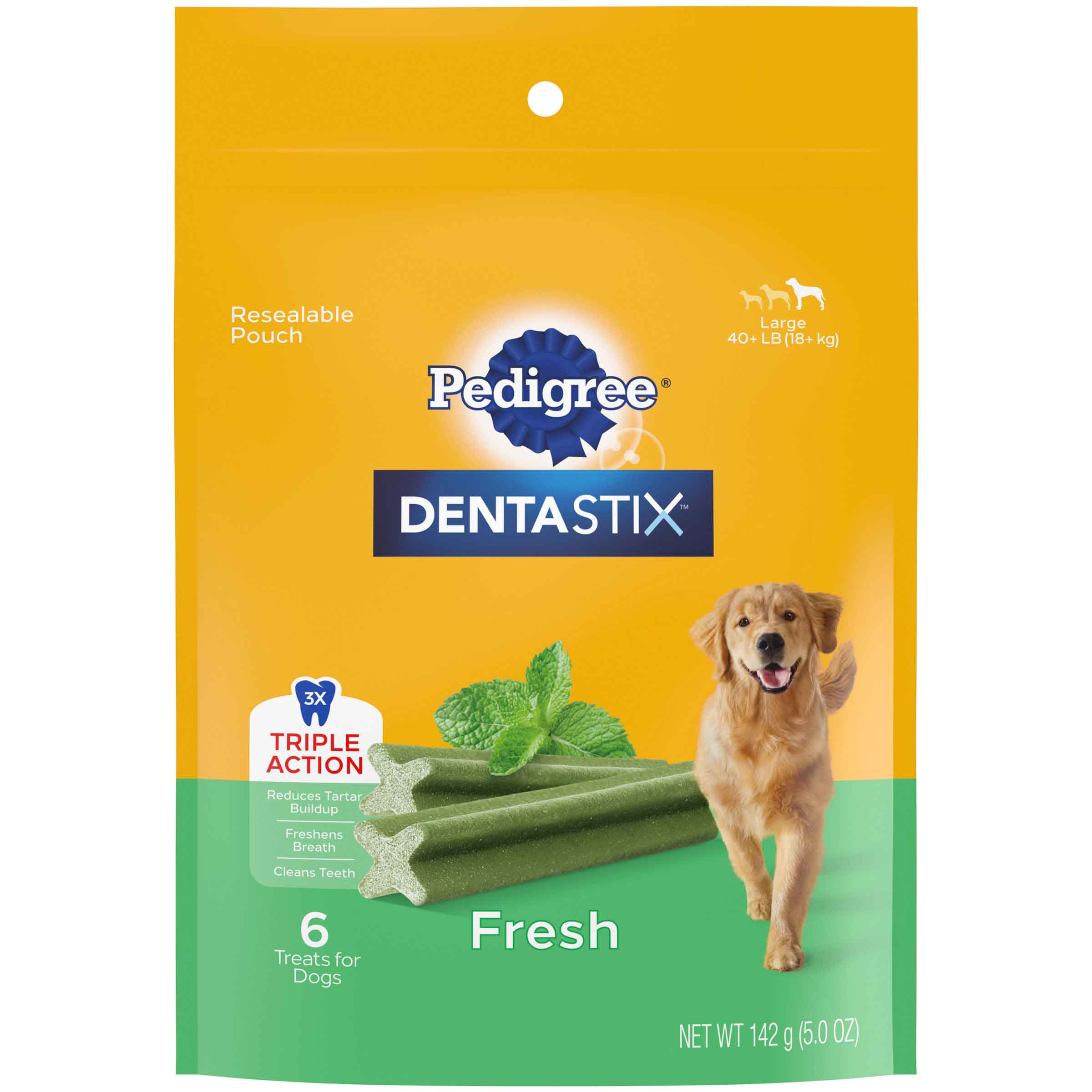 Pedigree Dentastix Dental Dog Treats for Large Dogs Fresh Flavor Dental Bones, 5.19 Ounces Pack (6 Treats)
