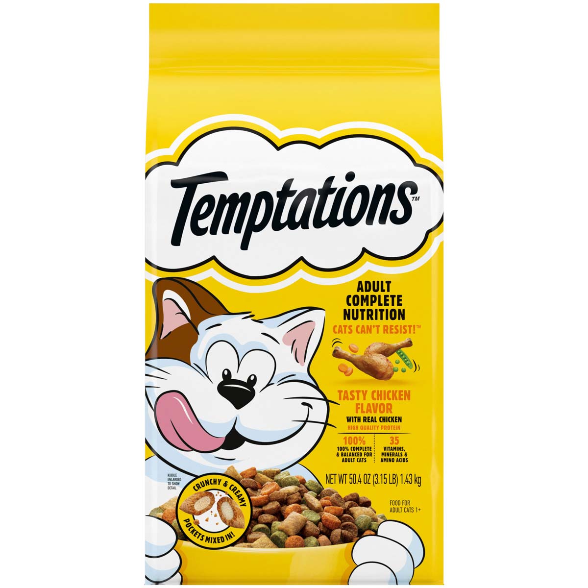 Temptations Tasty Chicken Flavor Adult Dry Cat Food, 3.15 Pounds
