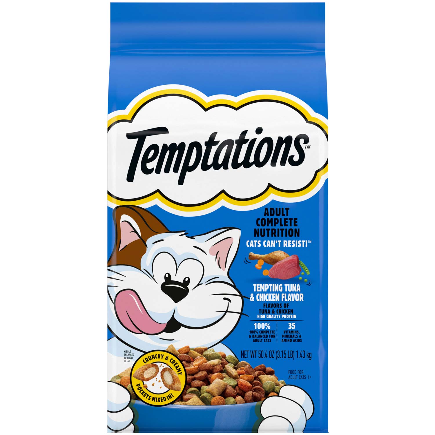 Temptations Tempting Tuna & Chicken Flavor Adult Dry Cat Food, 3.15 Pounds