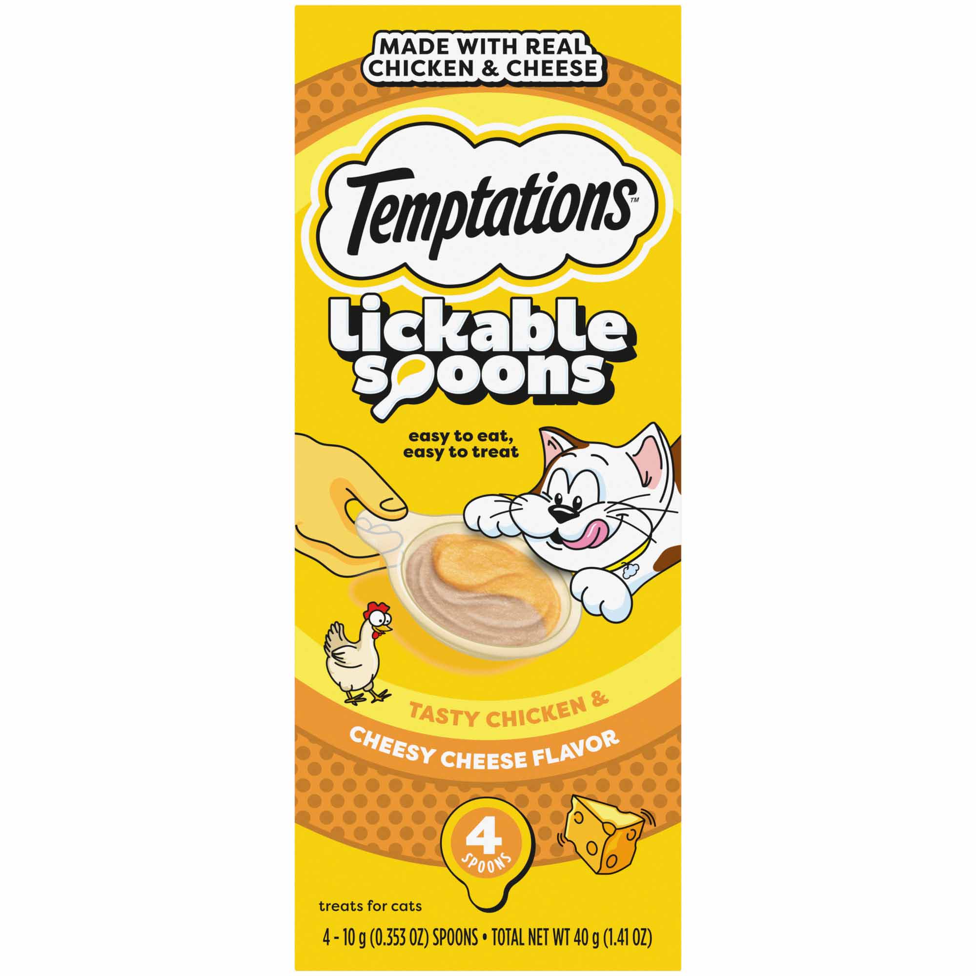 Temptations Lickable Spoons Cat Treat Tasty Chicken and Cheesy Cheese, 4 Count