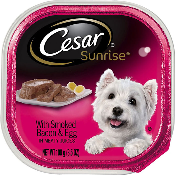 Cesar Sunrise With Smoked Bacon And Egg Souffle Breakfast Dog Food Trays, 3.5 Ounces
