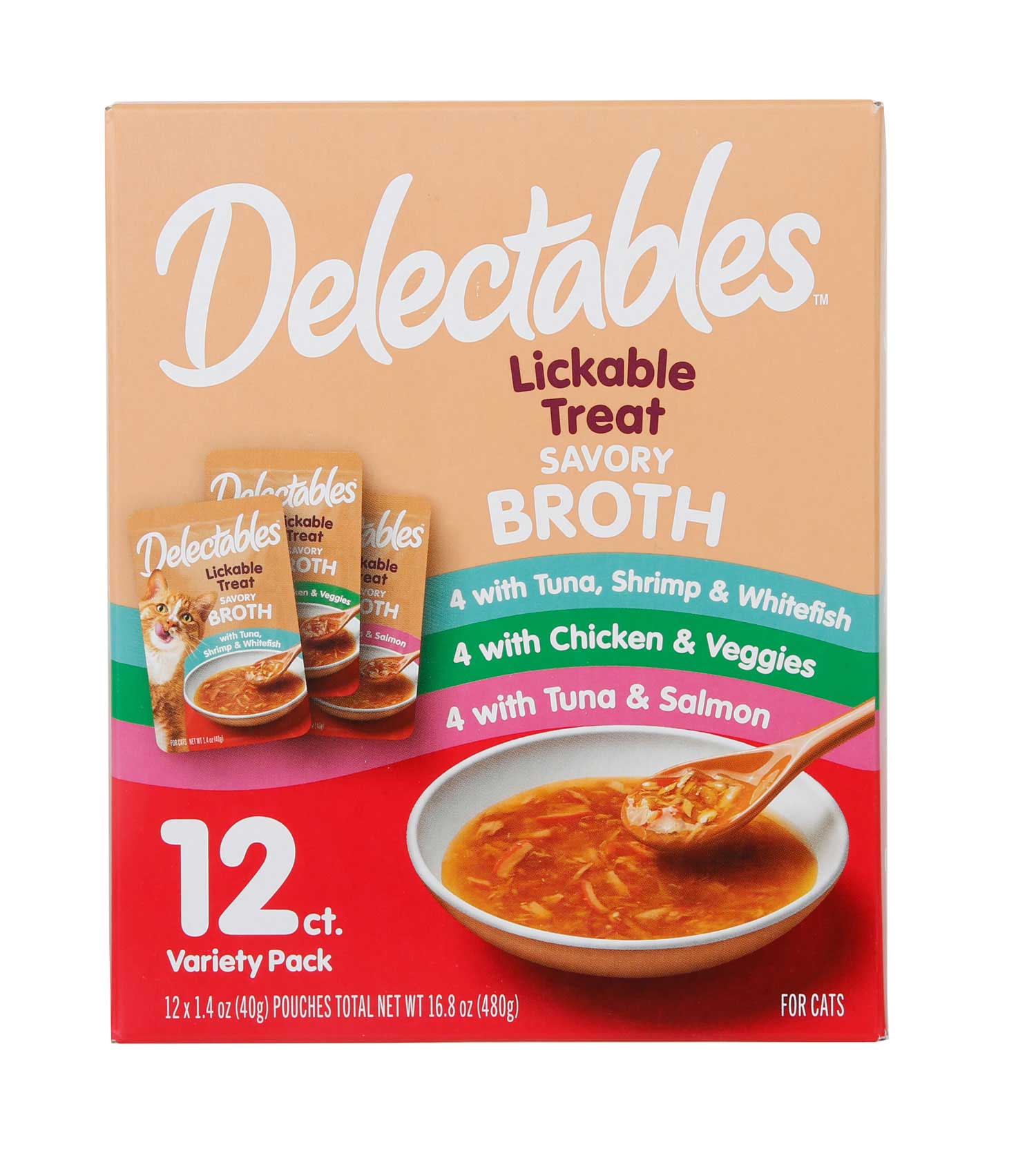 Delectables Lickable Cat Treat Broth/stew 12ct 16.8oz