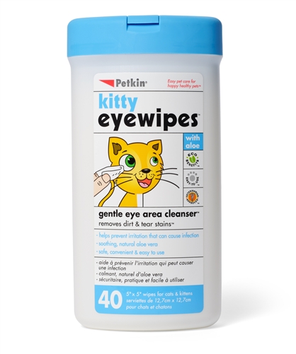 Petkin Kitty Eye Wipes, 40 Count