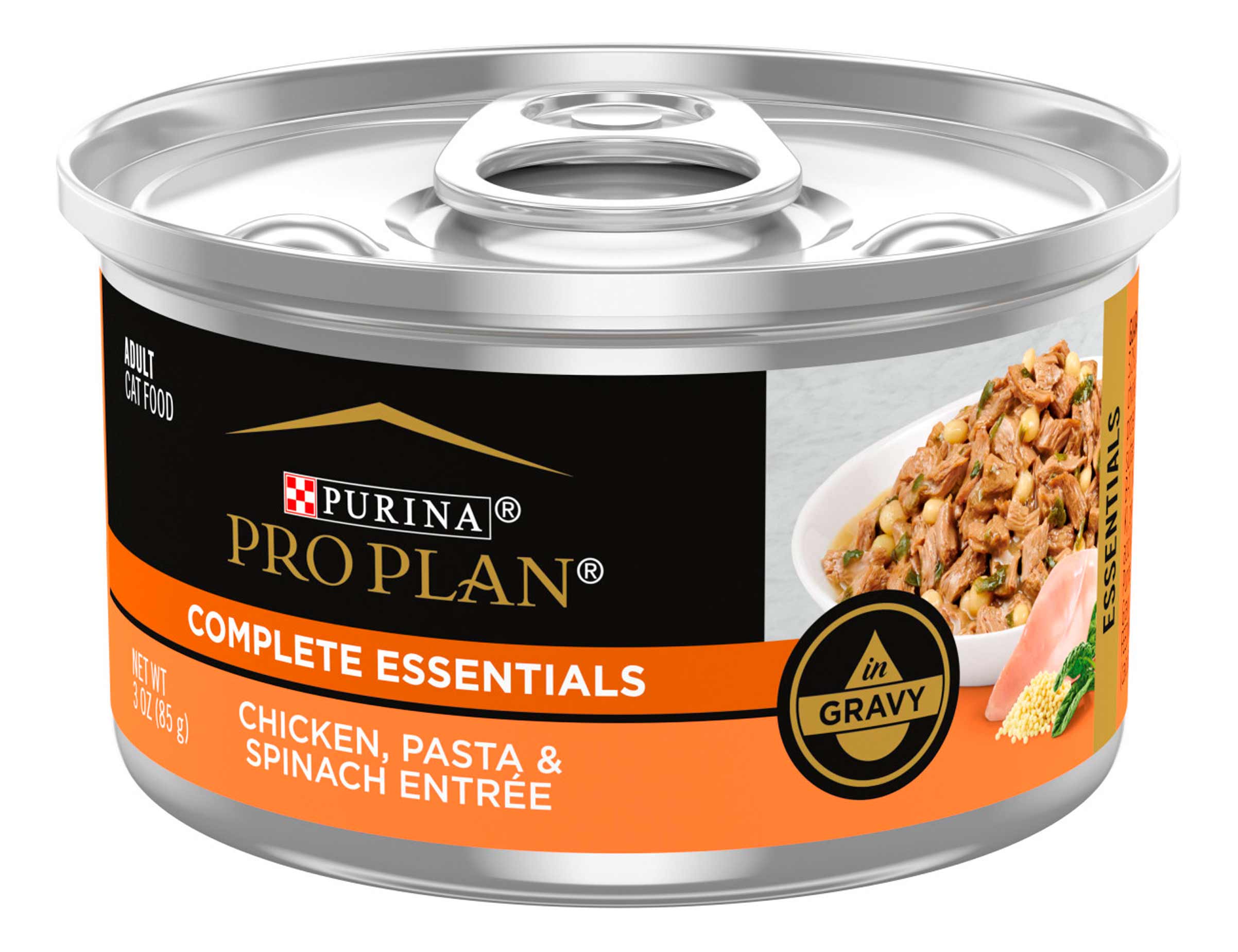 Purina Pro Plan Gravy Wet Cat Food, Chicken, Pasta & Spinach Entree - 3 Ounce Pull-Top Can