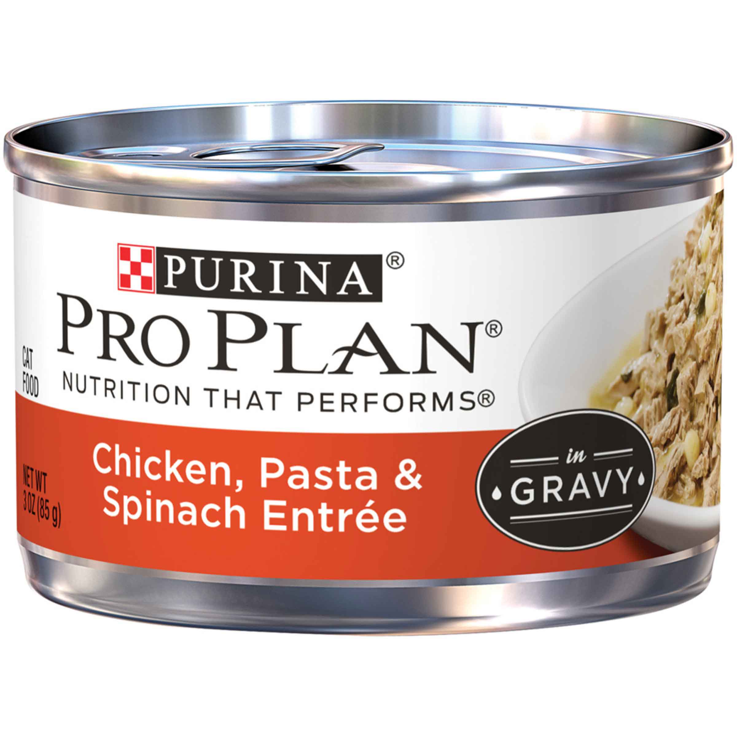Purina Pro Plan Chicken, Pasta & Spinach Entree in Gravy Adult Wet Cat Food - 3 Ounce Pull-Top Can