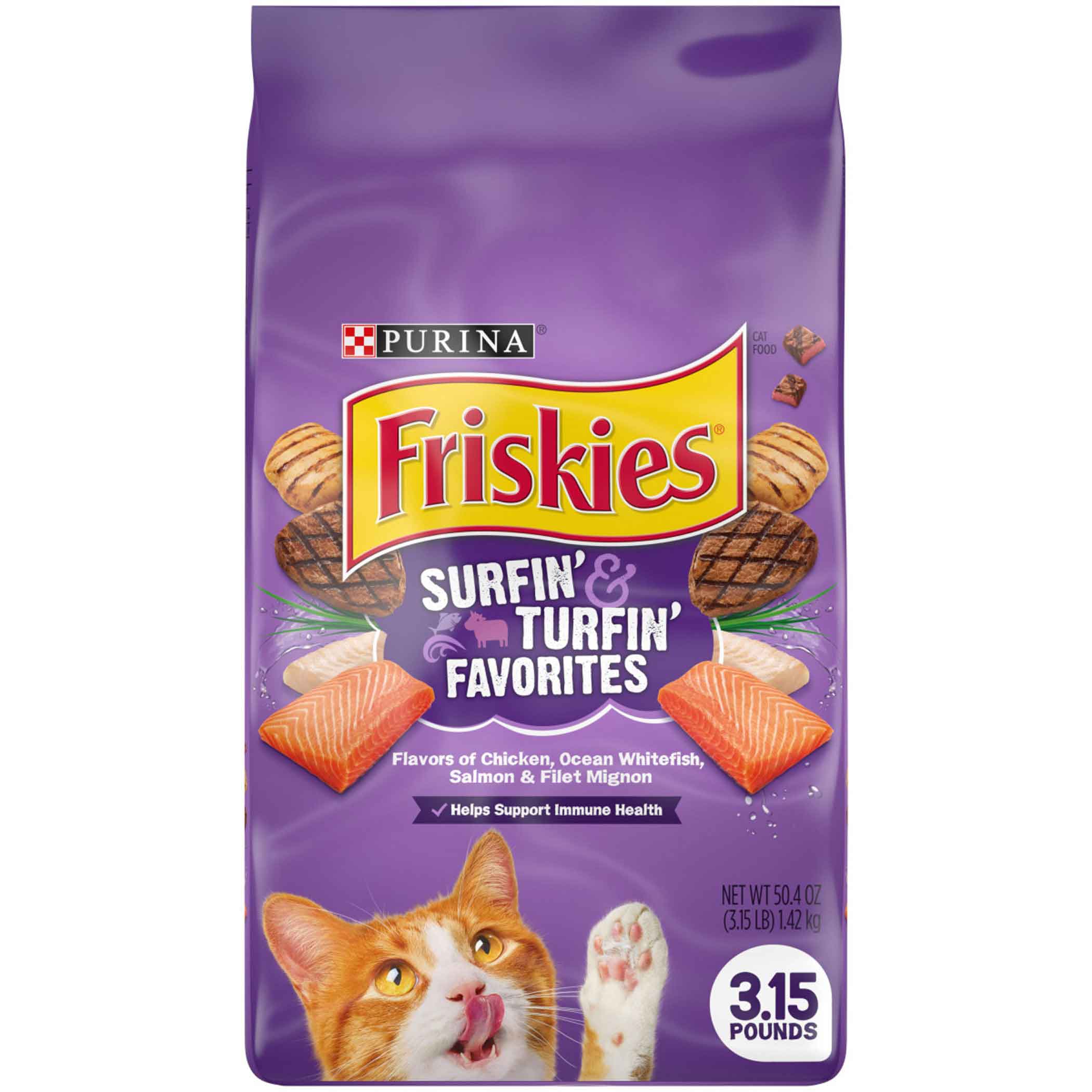 Purina Friskies Dry Cat Food, Surfin' & Turfin' Favorites - 3.15 Pound Bag