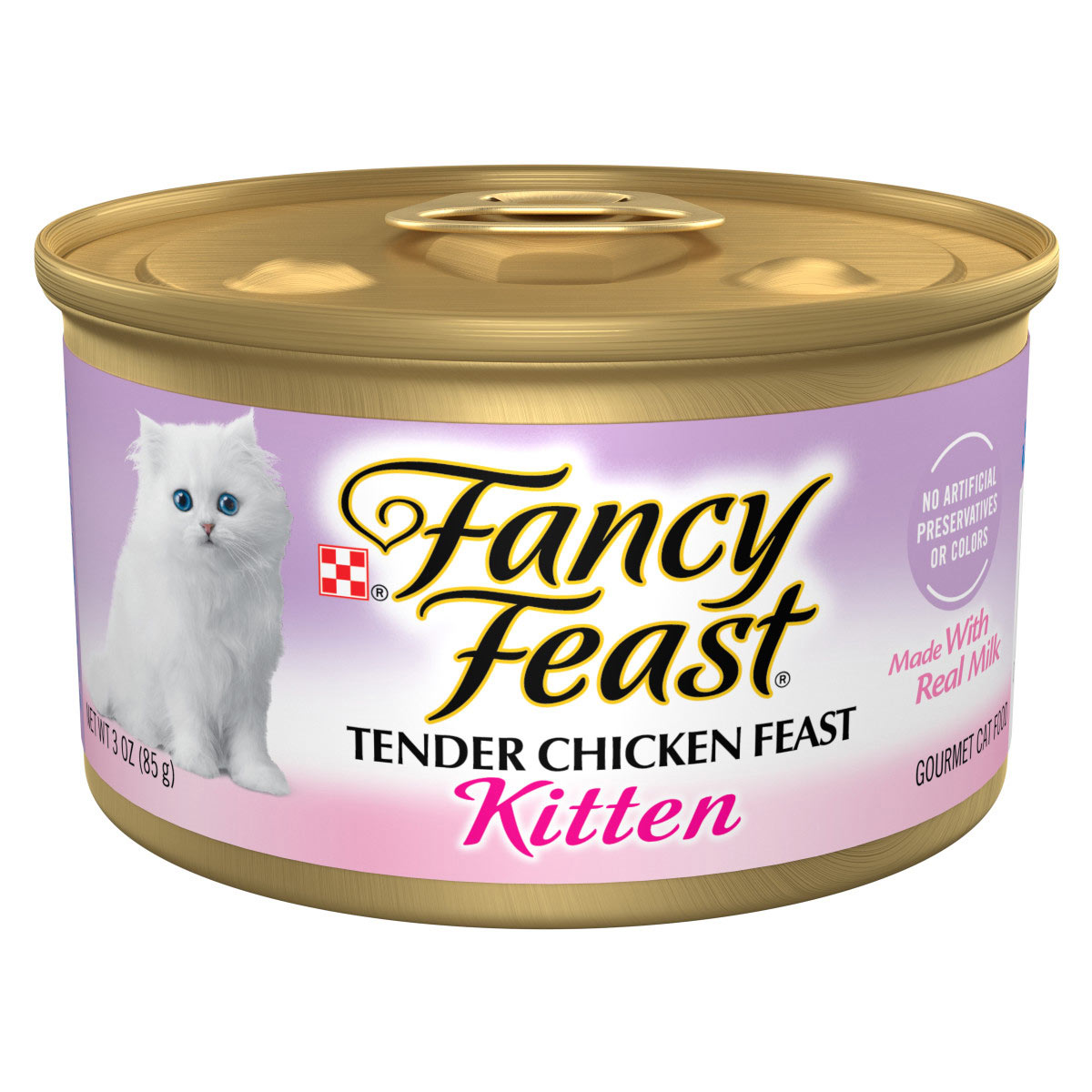 Purina Fancy Feast Grain Free Pate Wet Kitten Food, Tender Chicken Feast - 3 Ounce Can