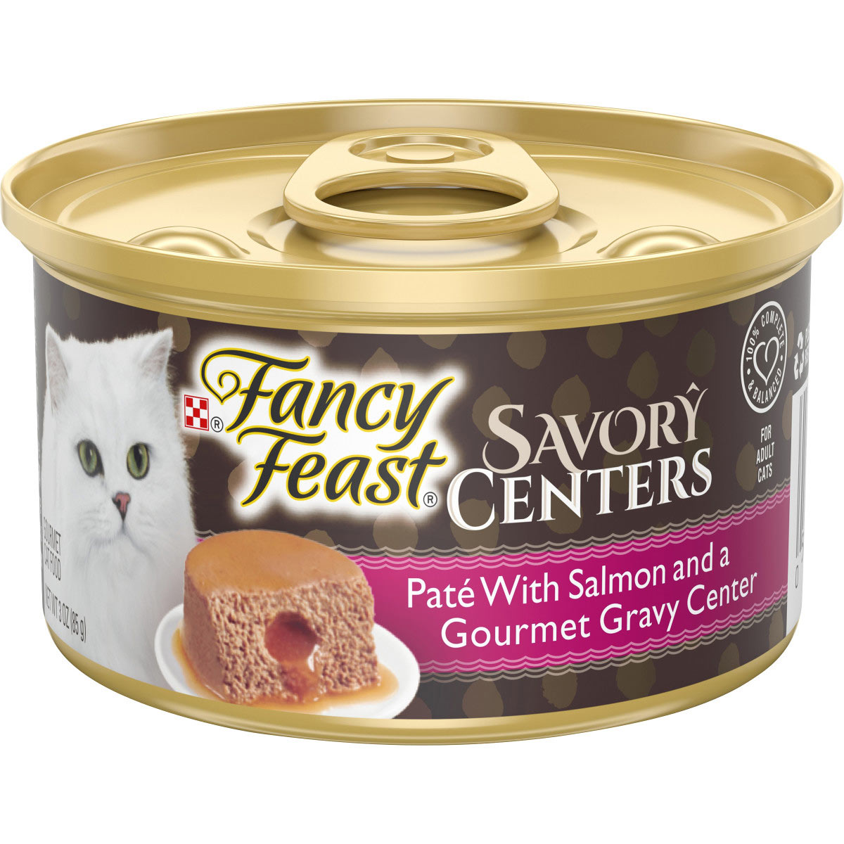 Purina Fancy Feast Pate Wet Cat Food, Savory Centers Pate With Salmon & Gourmet Gravy Center - 3 Ounce Can