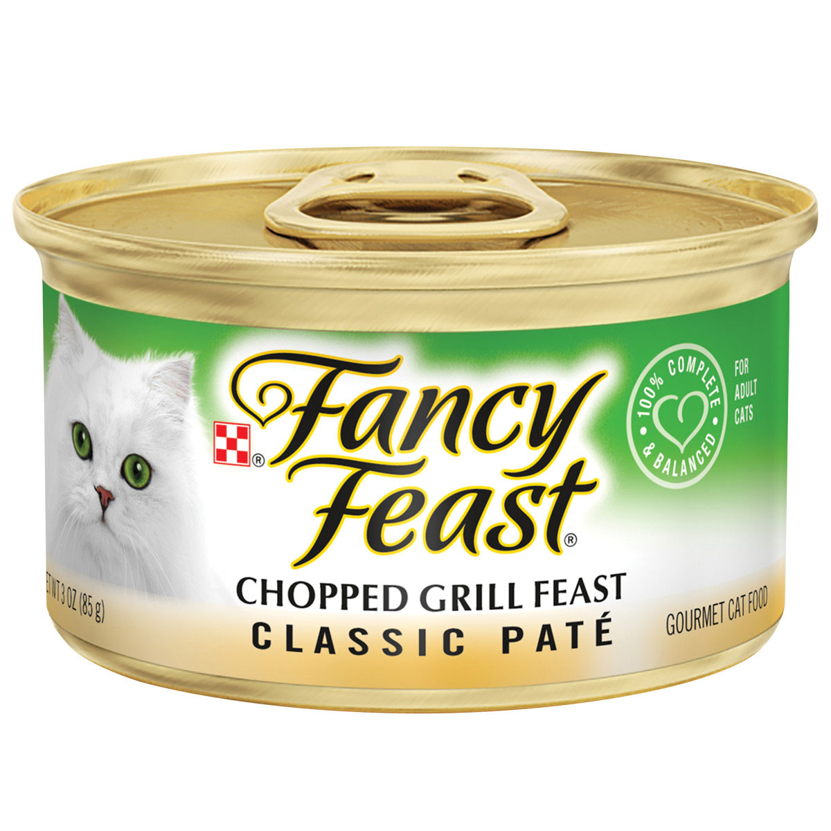 Purina Fancy Feast Grain Free Pate Wet Cat Food, Classic Pate Chopped Grill Feast - 3 Ounce Can