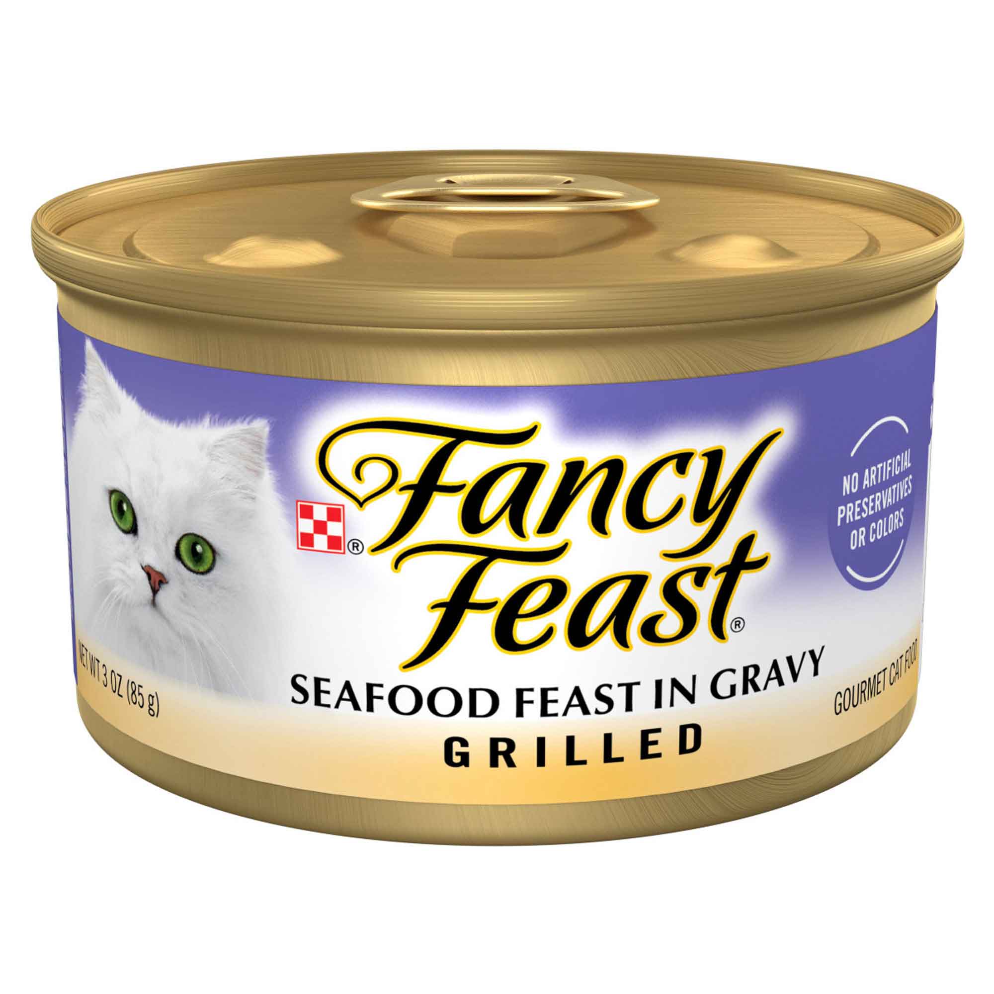 Purina Fancy Feast Gravy Wet Cat Food, Grilled Seafood Feast in Gravy - 3 Ounce Can