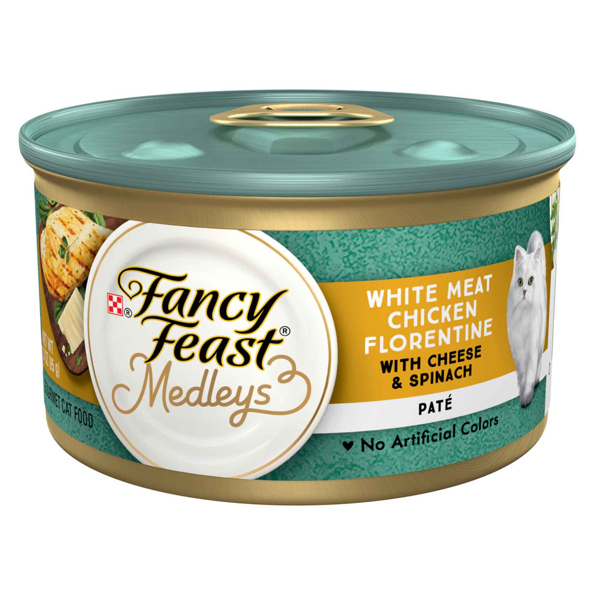 Purina Fancy Feast Pate Wet Cat Food, Medleys White Meat Chicken Florentine With Cheese & Garden Greens - 3 Ounce Can