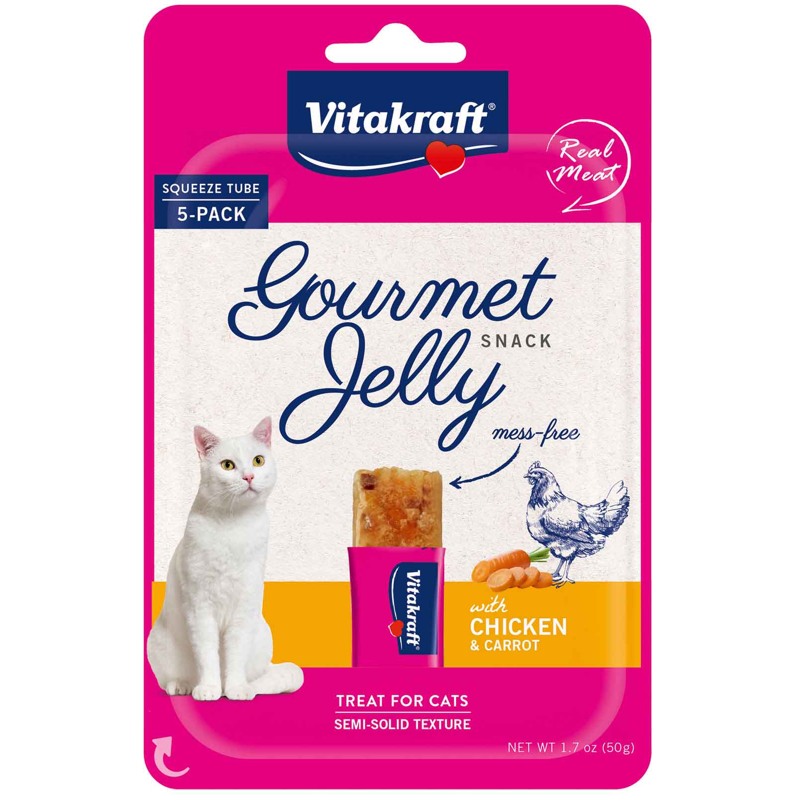 Vitacraft Cat Treat Gourmet Jelly Chk/carrot 5pk 1.76oz