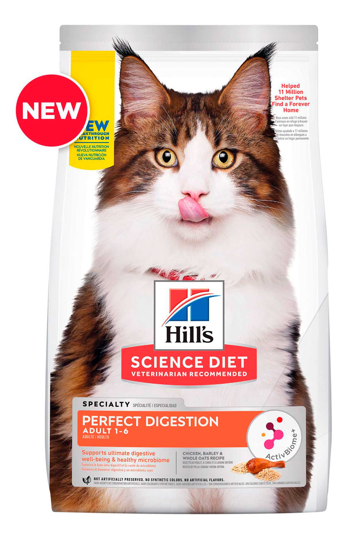 Hill's Science Diet Adult Perfect Digestion Chicken, Barley, & Whole Oats Recipe Dry Cat Food, 6 Pounds