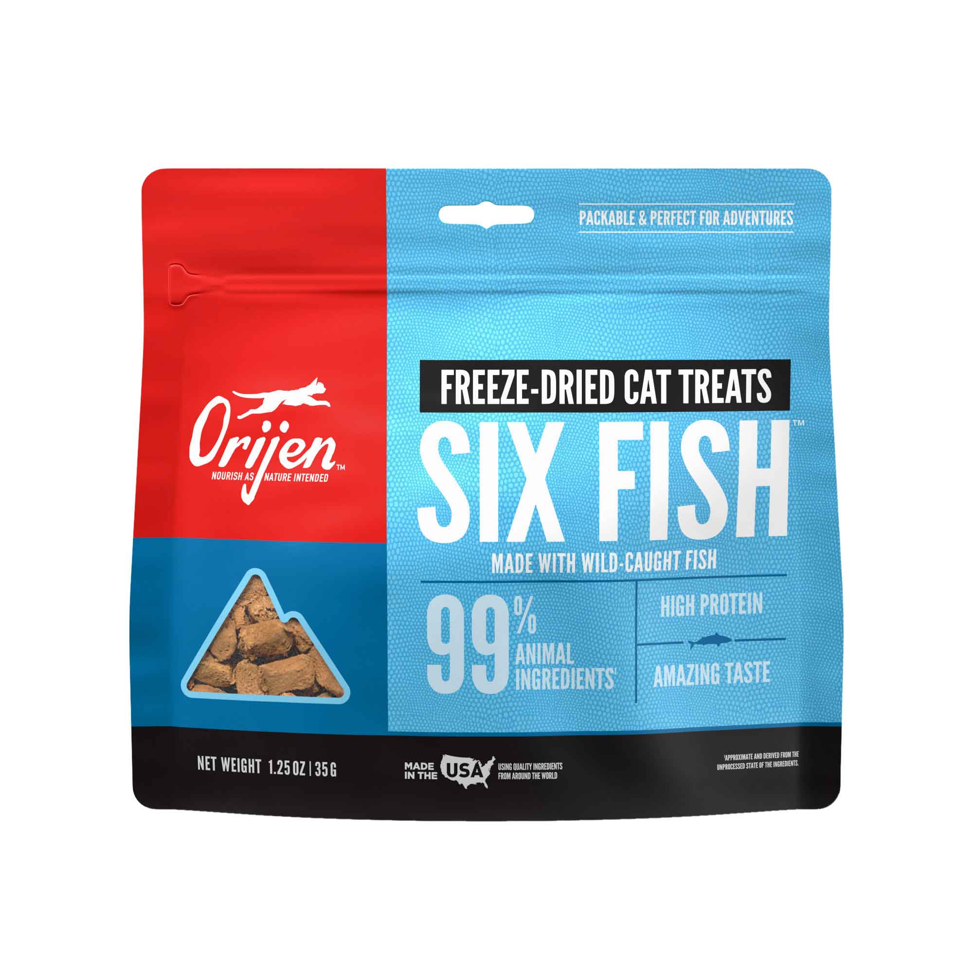 ORIJEN® Grain Free, High Protein, Raw Animal Ingredients, Six Fish Freeze Dried Cat Treats, 1.25 Ounces