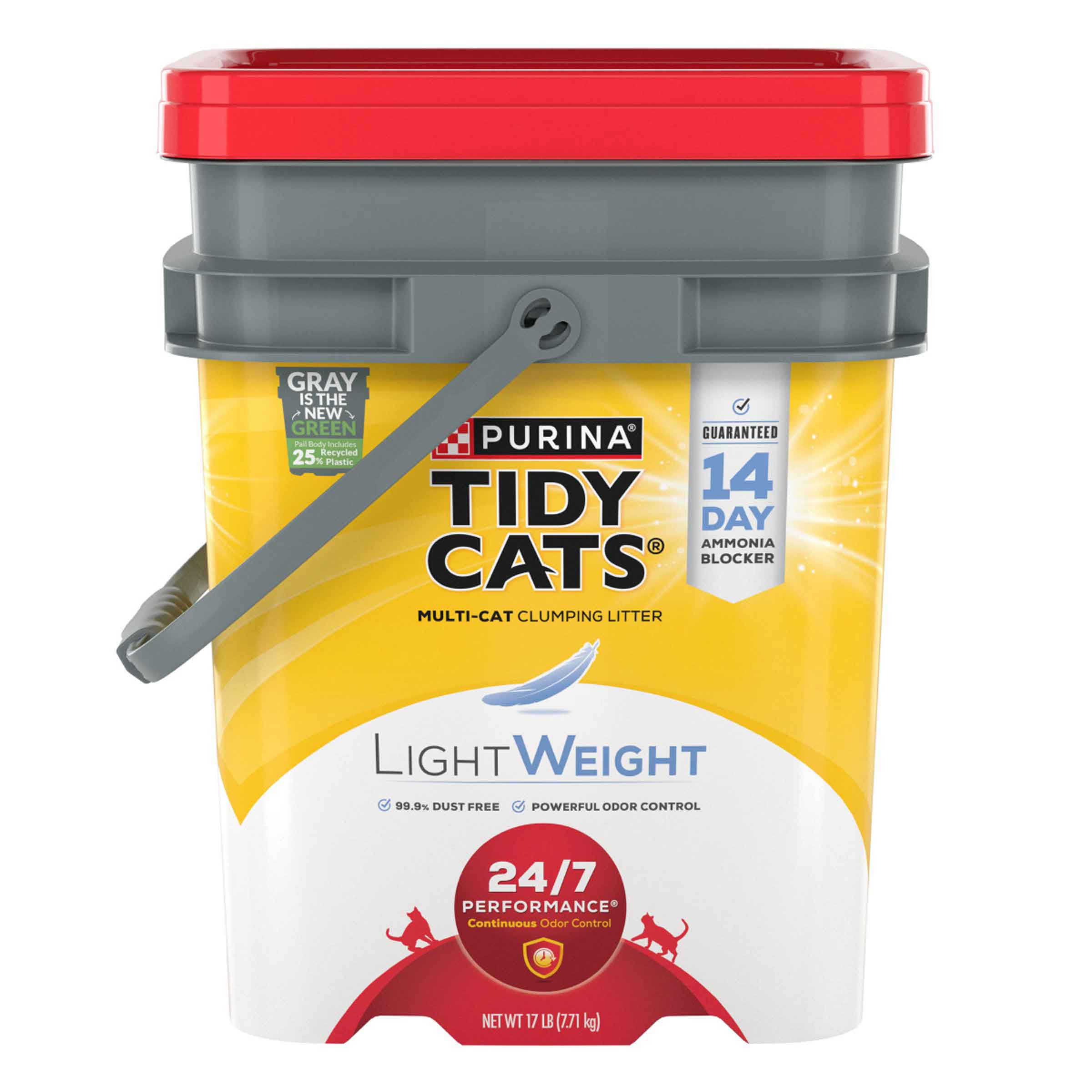 Purina Tidy Cats Light Weight, Low Dust, Clumping Cat Litter 24/7 Performance Multi Cat Litter - 17 Pound Pail