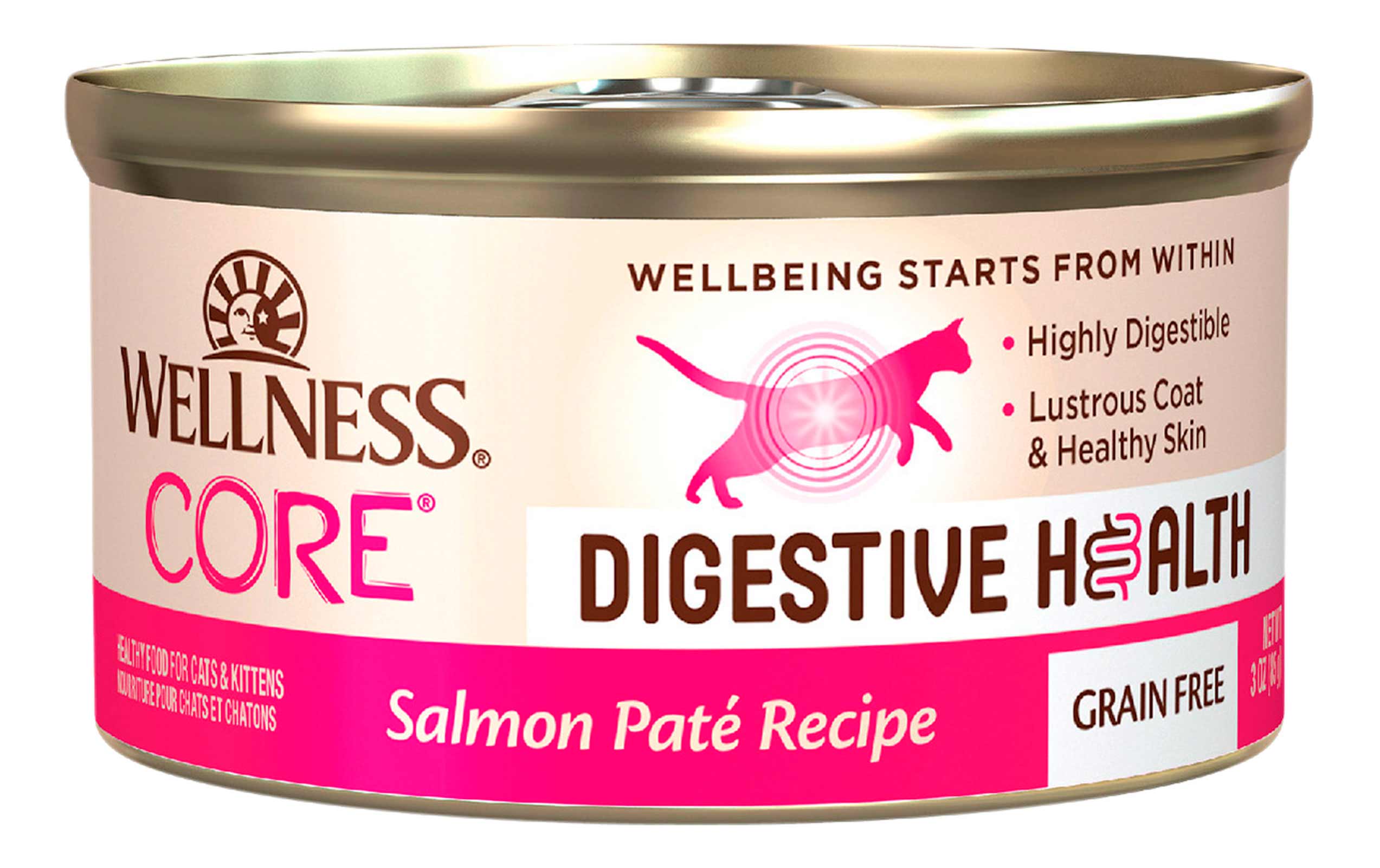 Wellness CORE Digestive Health Salmon Pate Wet Cat Food, 3 Ounce Can
