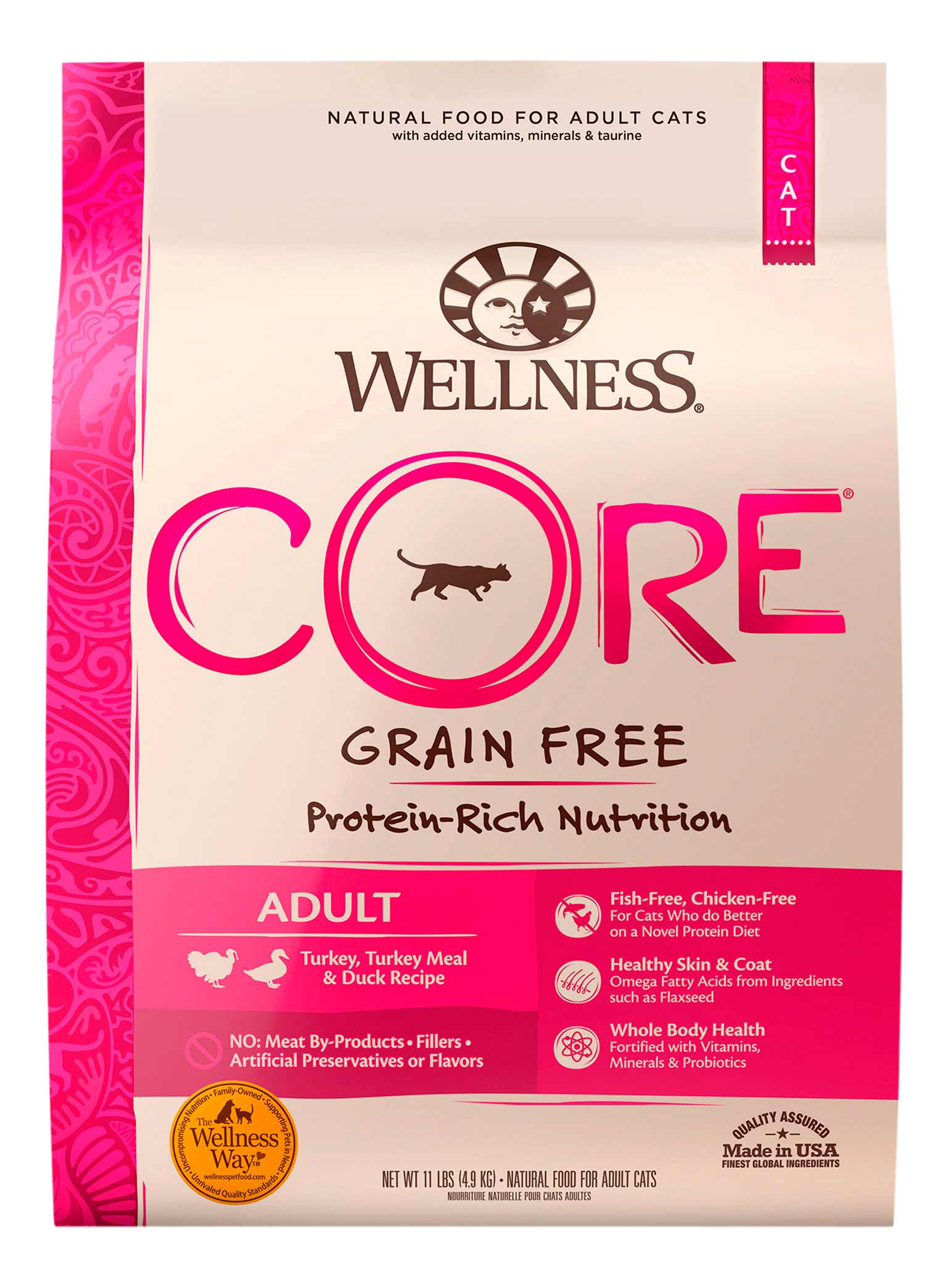 Wellness CORE Grain-Free Turkey, Turkey Meal & Duck Formula Dry Cat Food, 11 Pound Bag