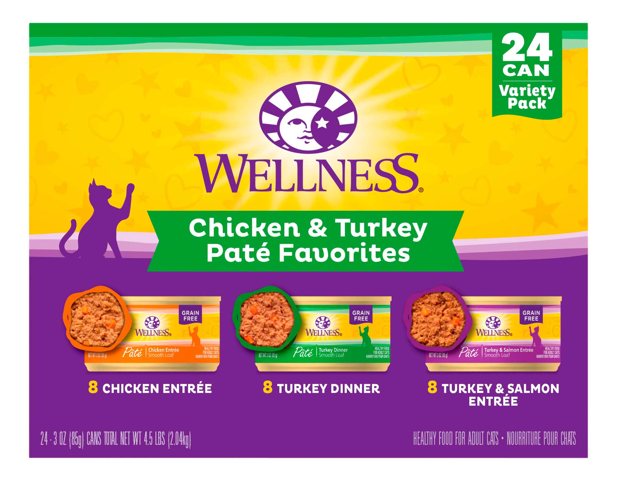 Wellness Chicken & Turkey Pate Favorites Variety Pack, 3 Ounces (Pack of 24)