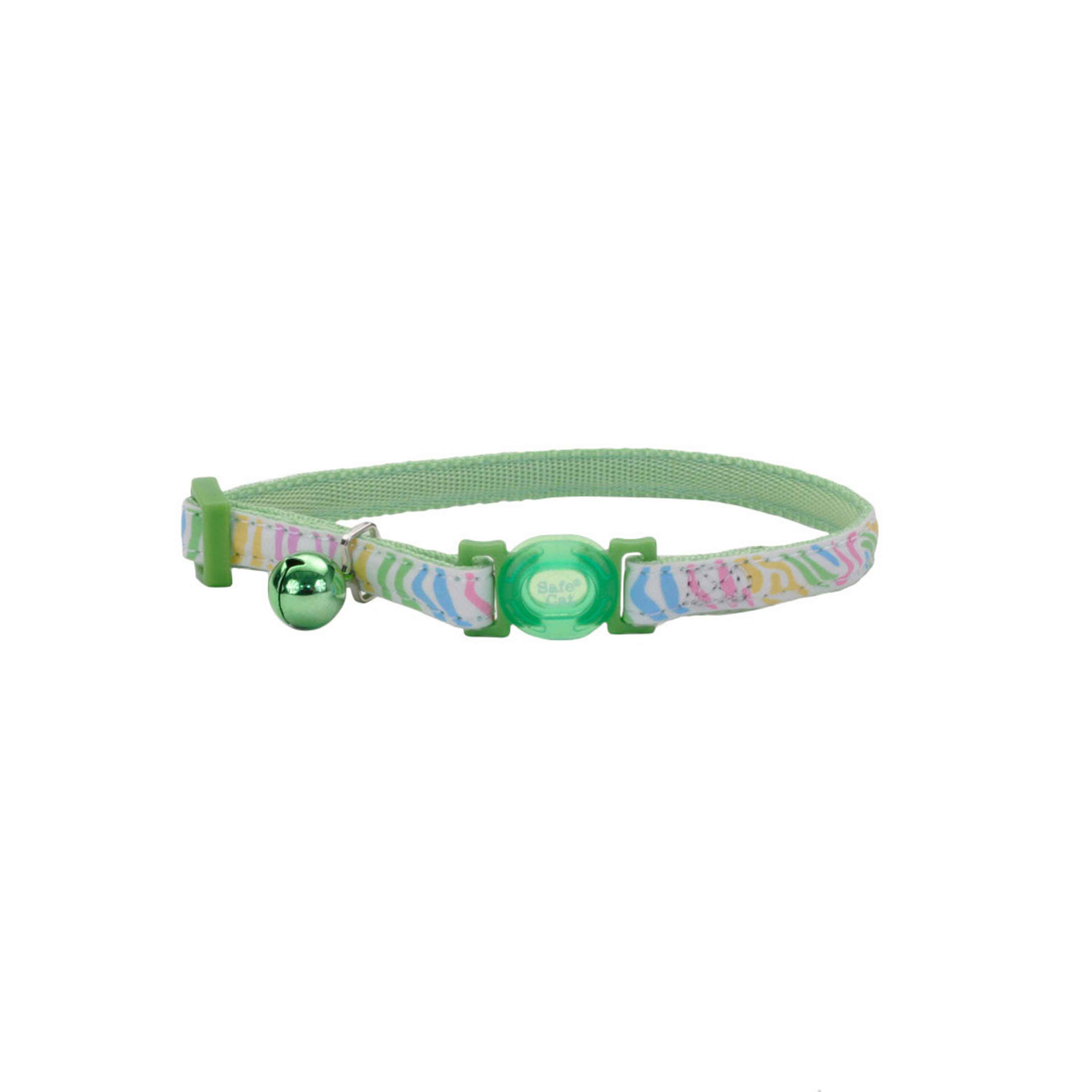 Safe CatÂ® Glow in the Dark Adjustable Breakaway Collar, Glowing Green Stripes, 3/8