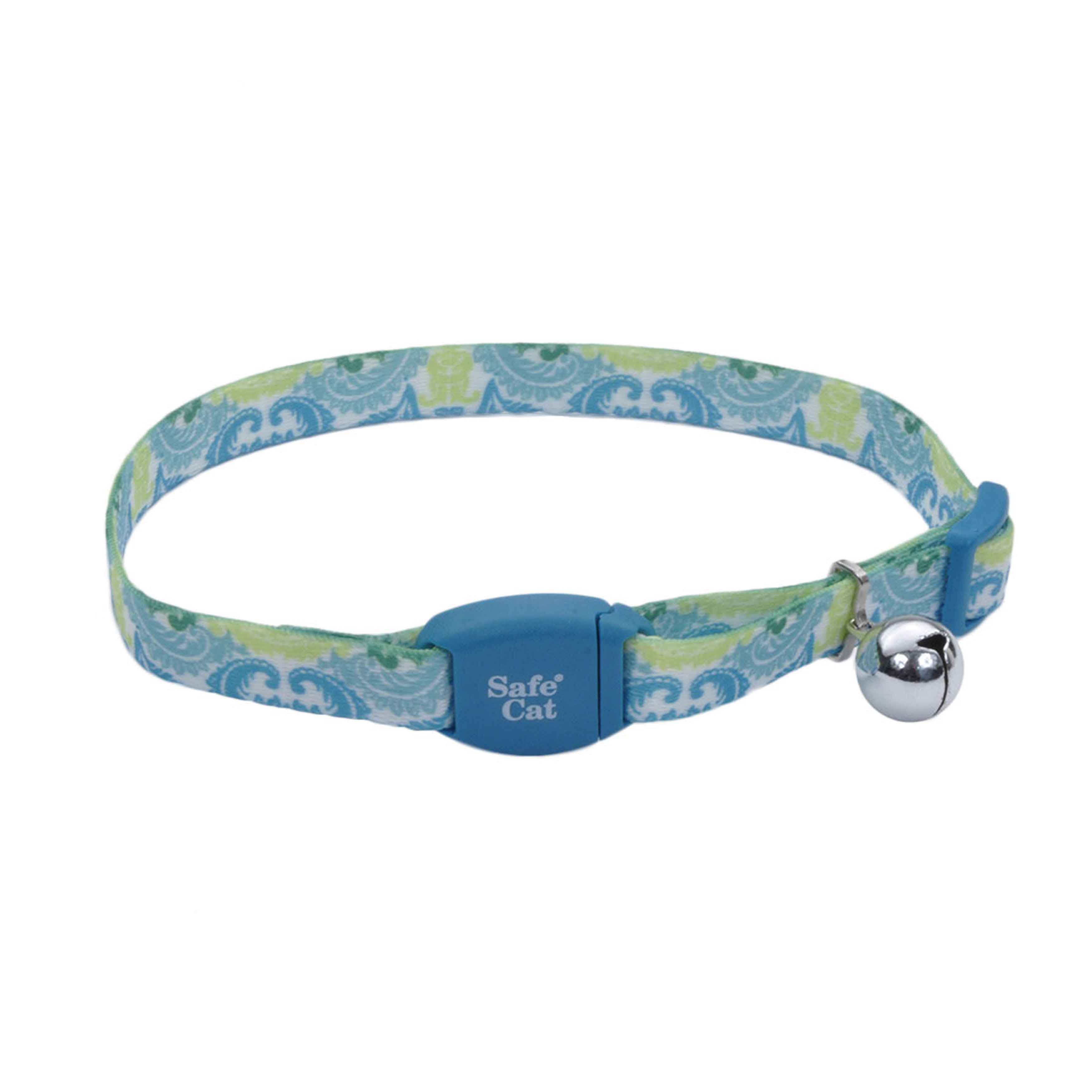 Safe CatÂ® Adjustable Breakaway Cat Collar with Magnetic Buckle, Teal Peacock, 3/8