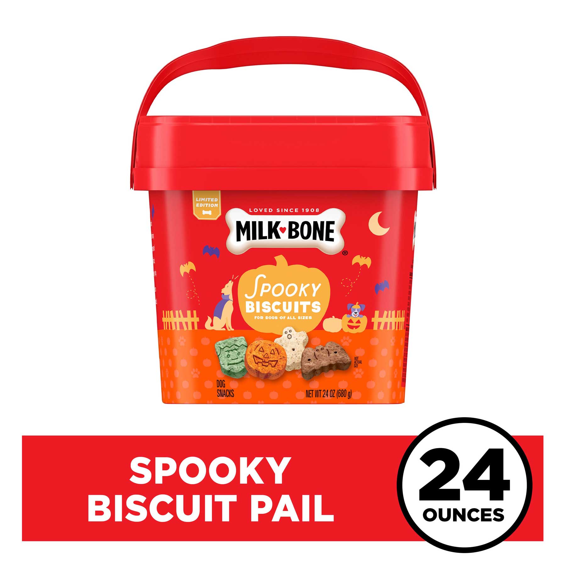 Milk-Bone Biscuit Spooky Pail Dog Treats, 24 Ounces