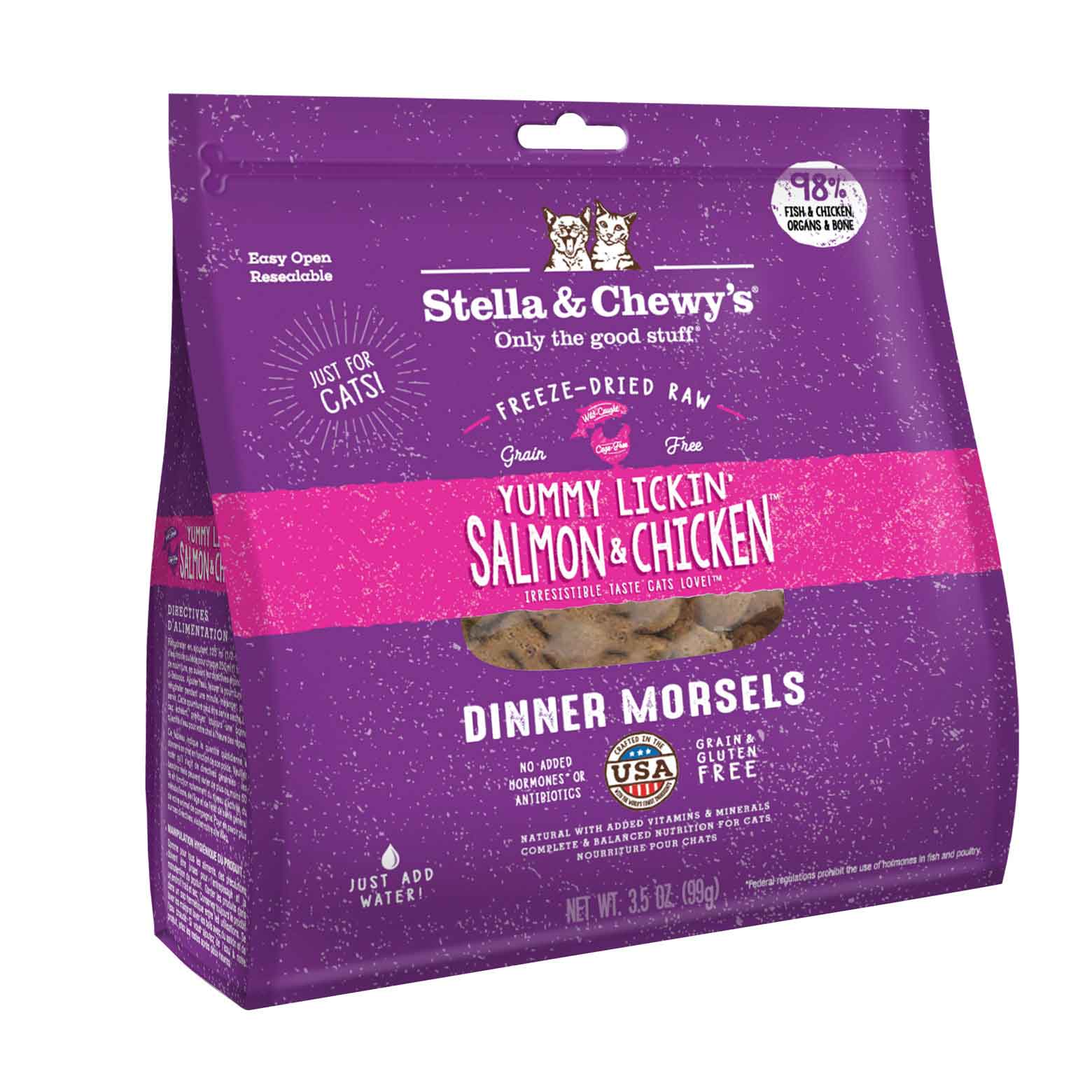 Stella/chewy Frze Drd Cat Yummy Lickin Salmon/ckn 3.5oz
