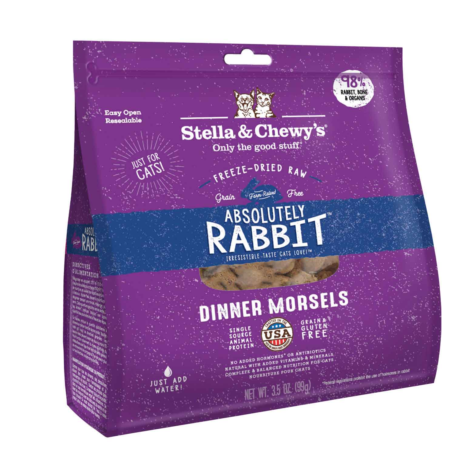 Stella & Chewy's Cat Freeze-Dried Raw, Absolutely Rabbit Dinner Morsels, 3.5 Ounces