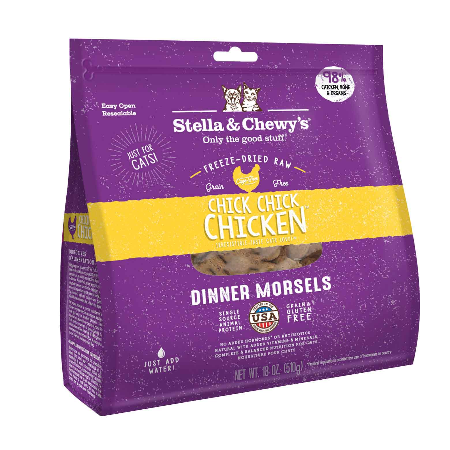 Stella & Chewy's Cat Freeze-Dried Raw, Chick Chick Chicken Dinner Morsels, 18 Ounces
