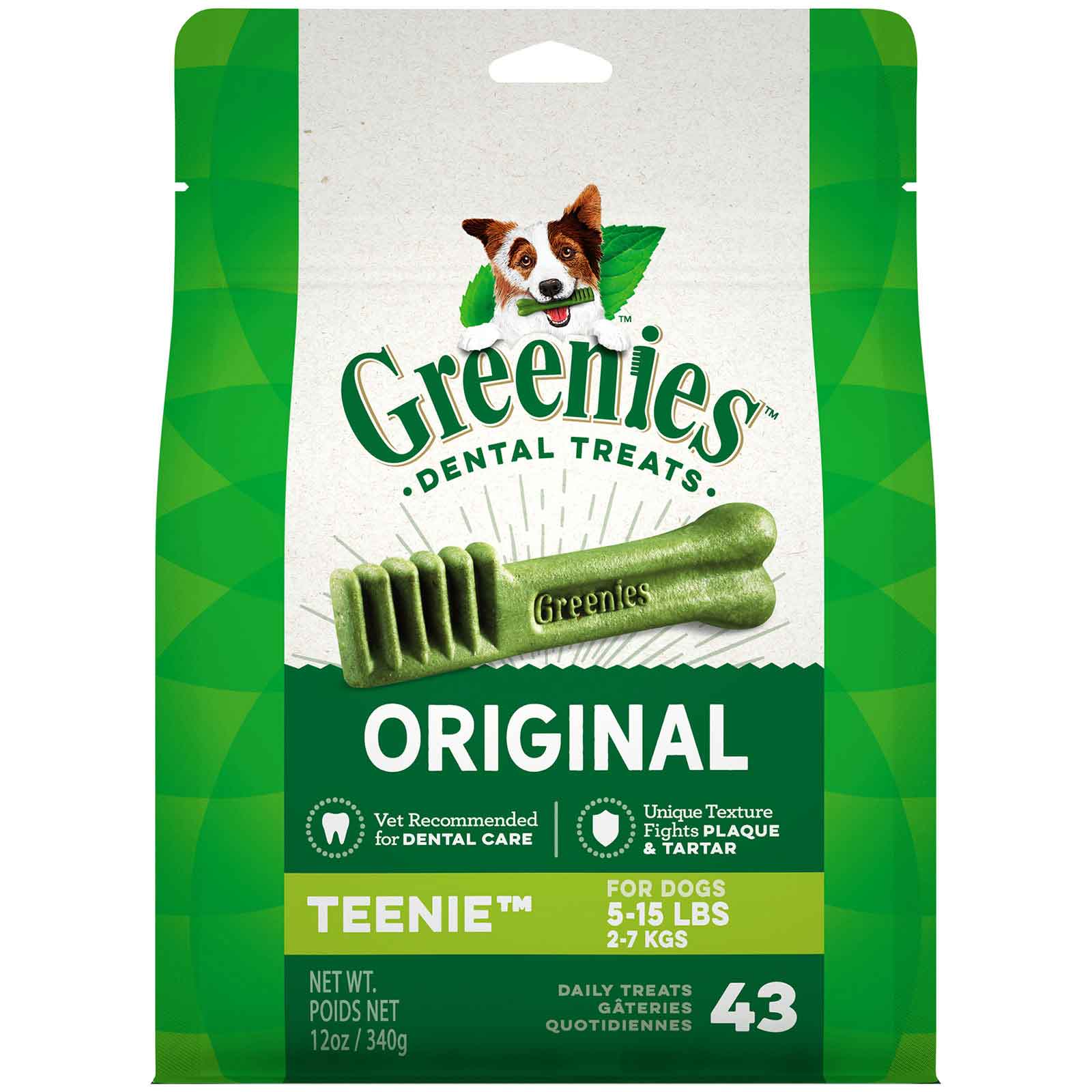 GREENIES Original TEENIE Natural Dental Care Dog Treats, 12 Ounce Pack (43 Treats)