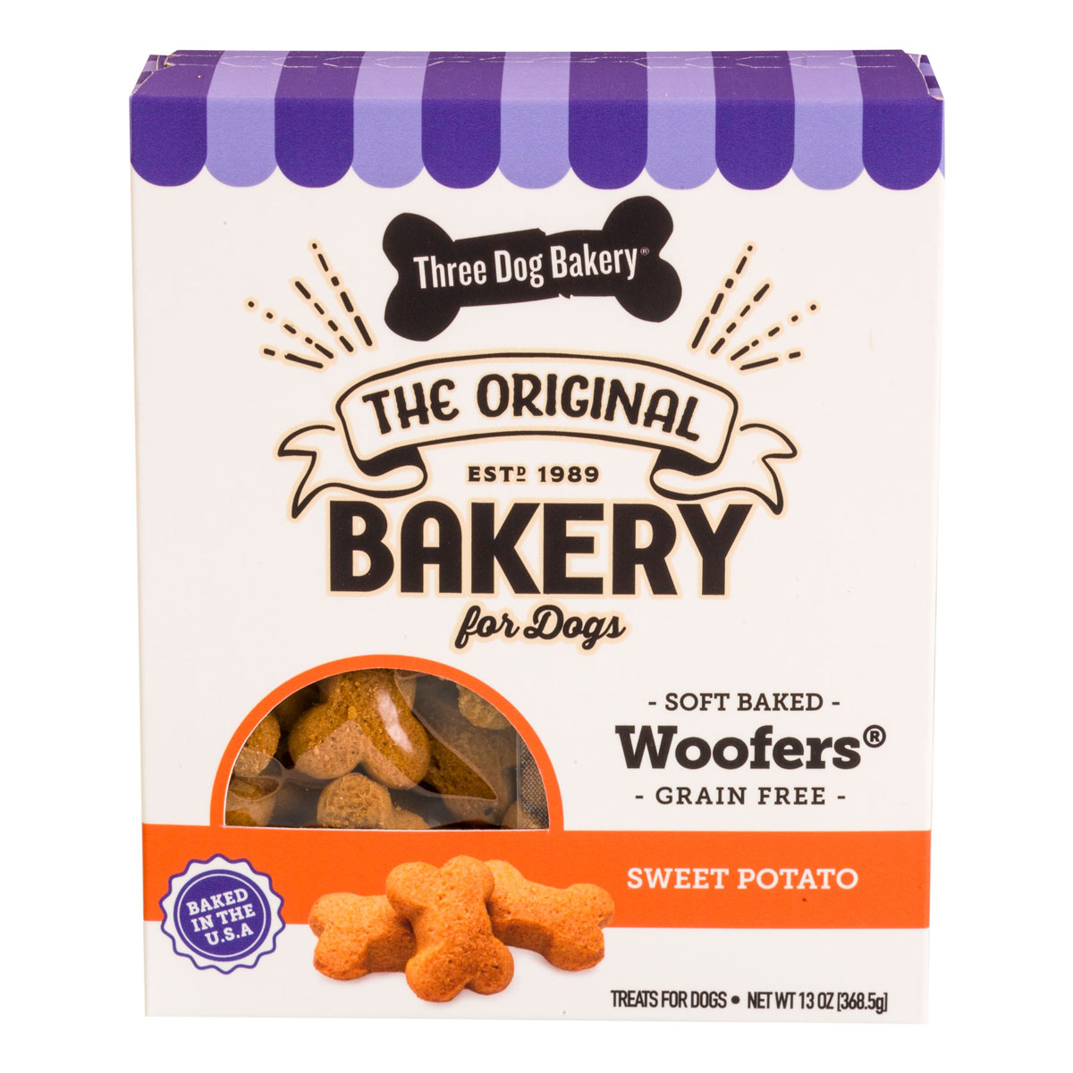 Three Dog Bakery Soft Baked Woofers® Grain Free - Sweet Potato Dog Treat, 13 Ounces