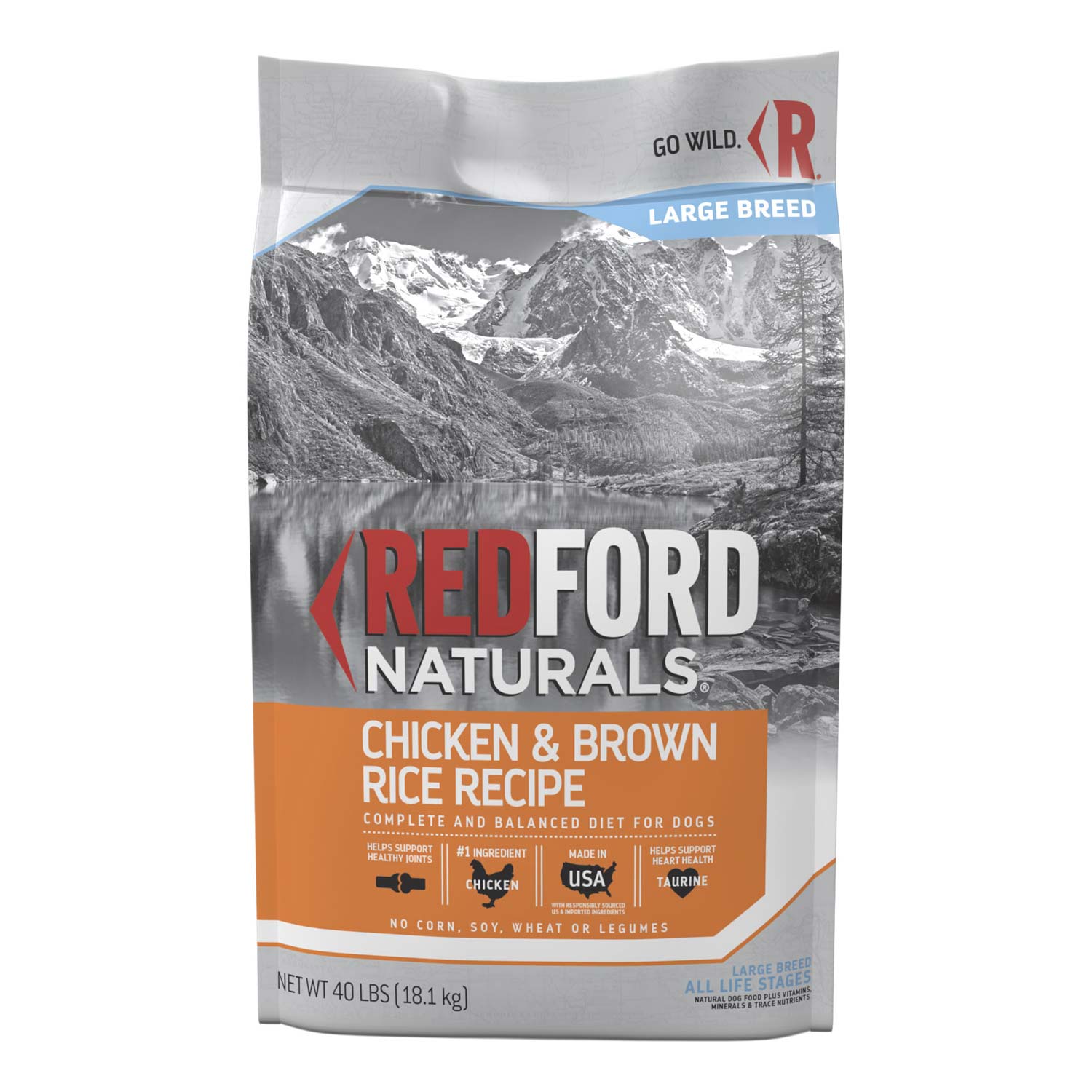 Redford Naturals Large Breed Chicken & Brown Rice Recipe Adult Dog Food, 40 Pounds