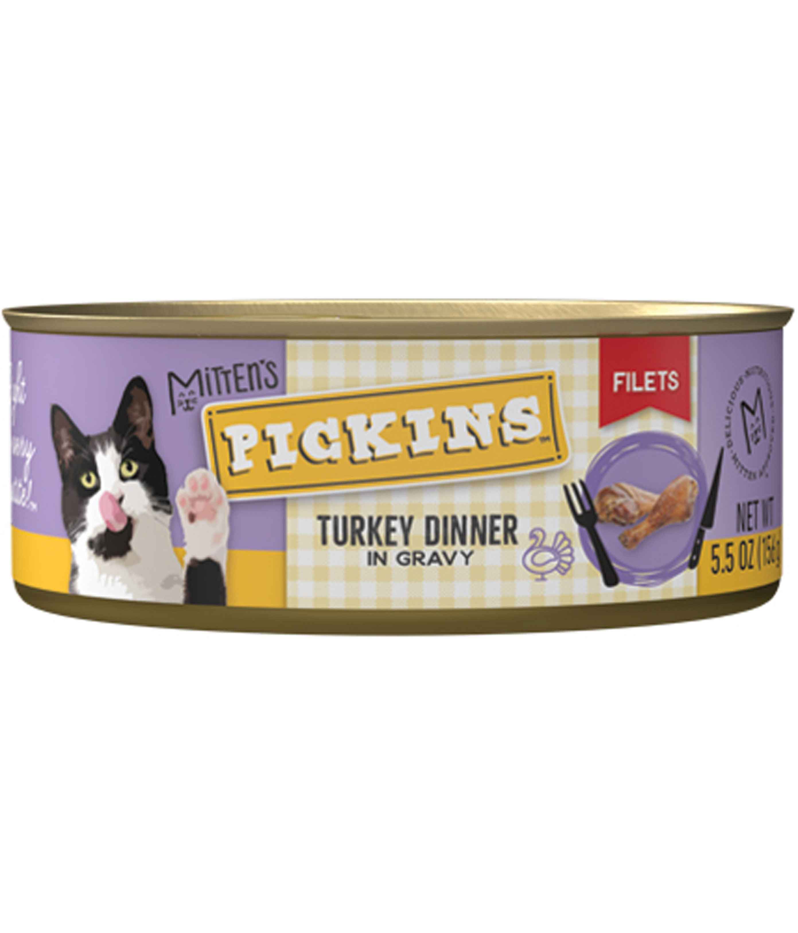 Mitten's Pickins Filets In Gravy Turkey Dinner Wet Cat Food, 5.5 Ounces