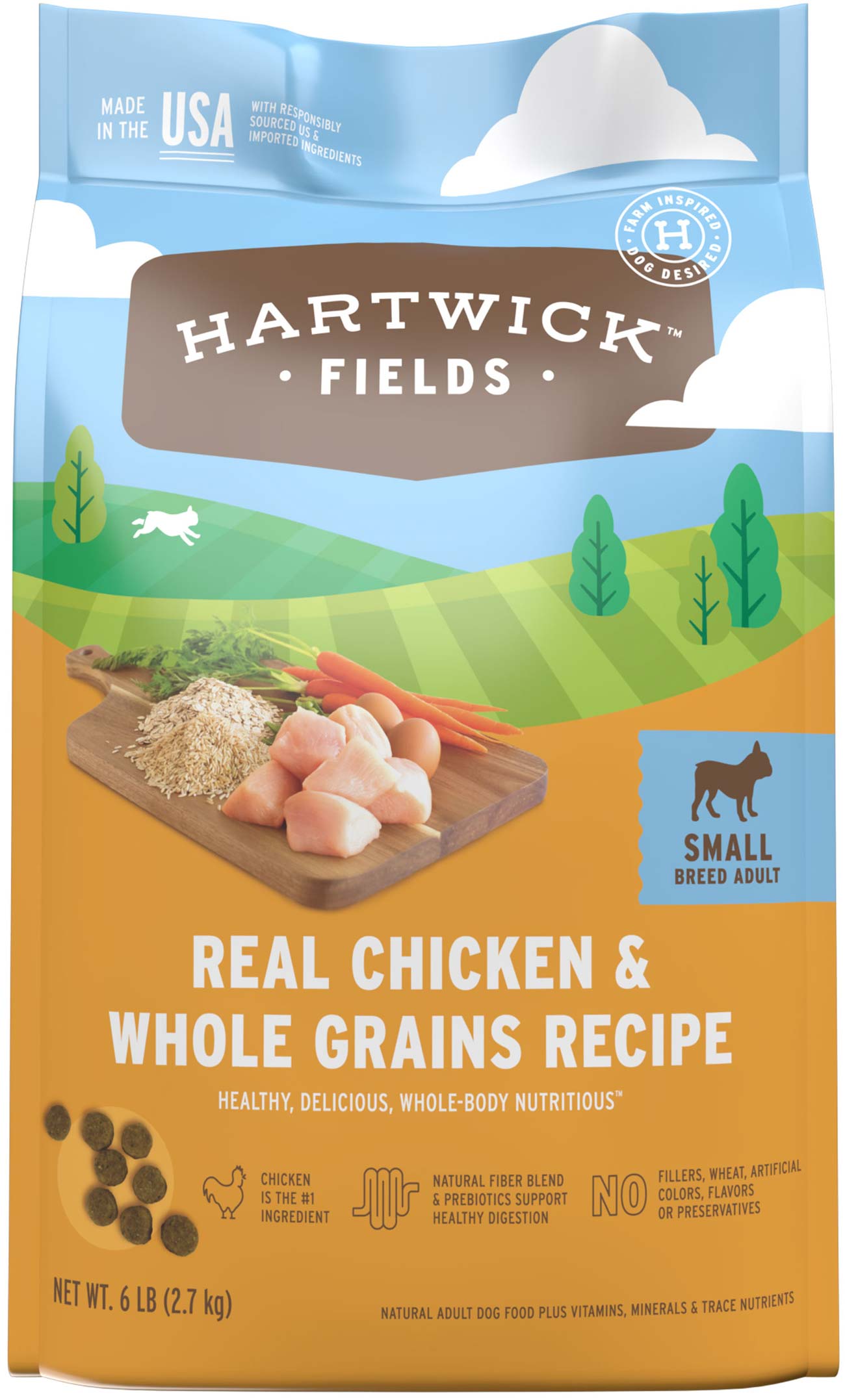 Hartwick Fields Dog Food Ad Sm Brd Chk/whole Grains 6lb