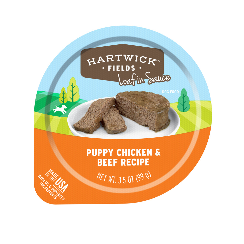 Hartwick Fields Puppy Chicken & Beef Recipe Loaf In Sauce Wet Dog Food, 3.5 Ounces