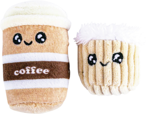 Play On Cat Toy Plush Coffee and Creamer, 2 Pack