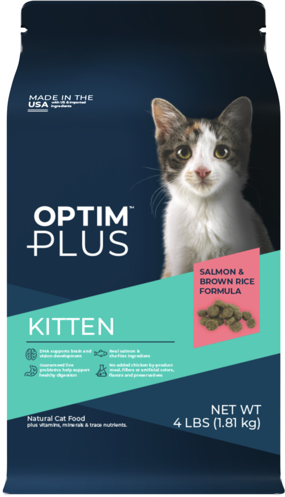 Optim Plus Kitten Salmon & Brown Rice Formula Dry Cat Food, 4 Pounds