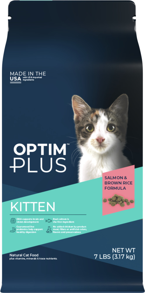 Optim Plus Kitten Salmon & Brown Rice Formula Dry Cat Food, 7 Pounds