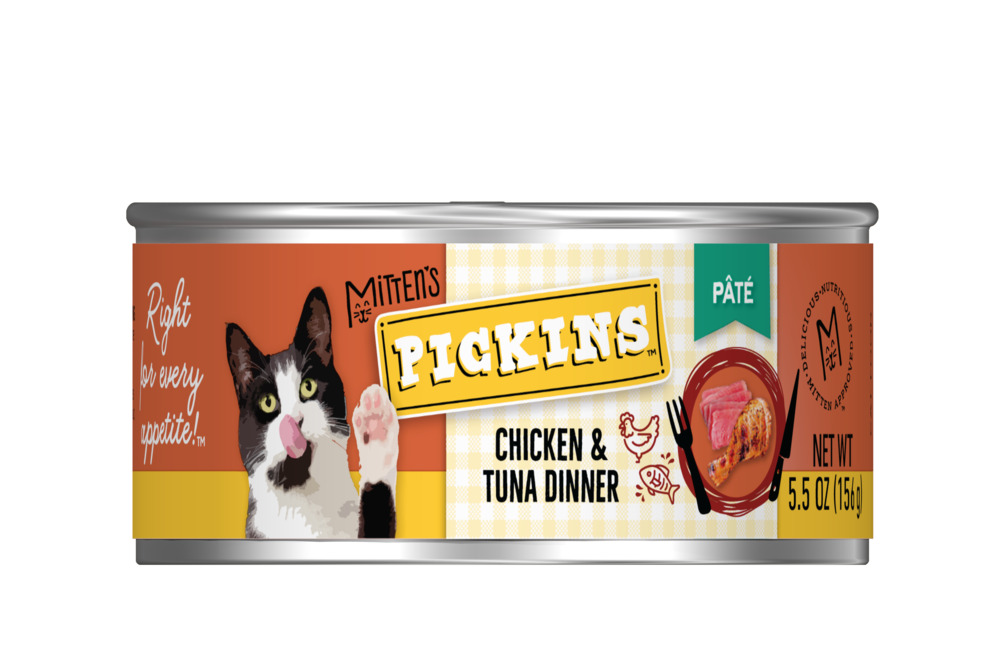 Mitten's Pickins PÃ¢tÃ© Chicken & Tuna Dinner Wet Cat Food, 5.5 Ounces