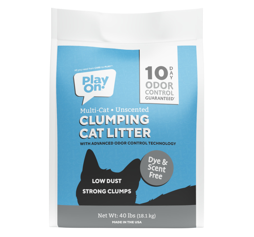 Play On Clay Clumping Cat Litter, Unscented, Bag, 40 Pounds