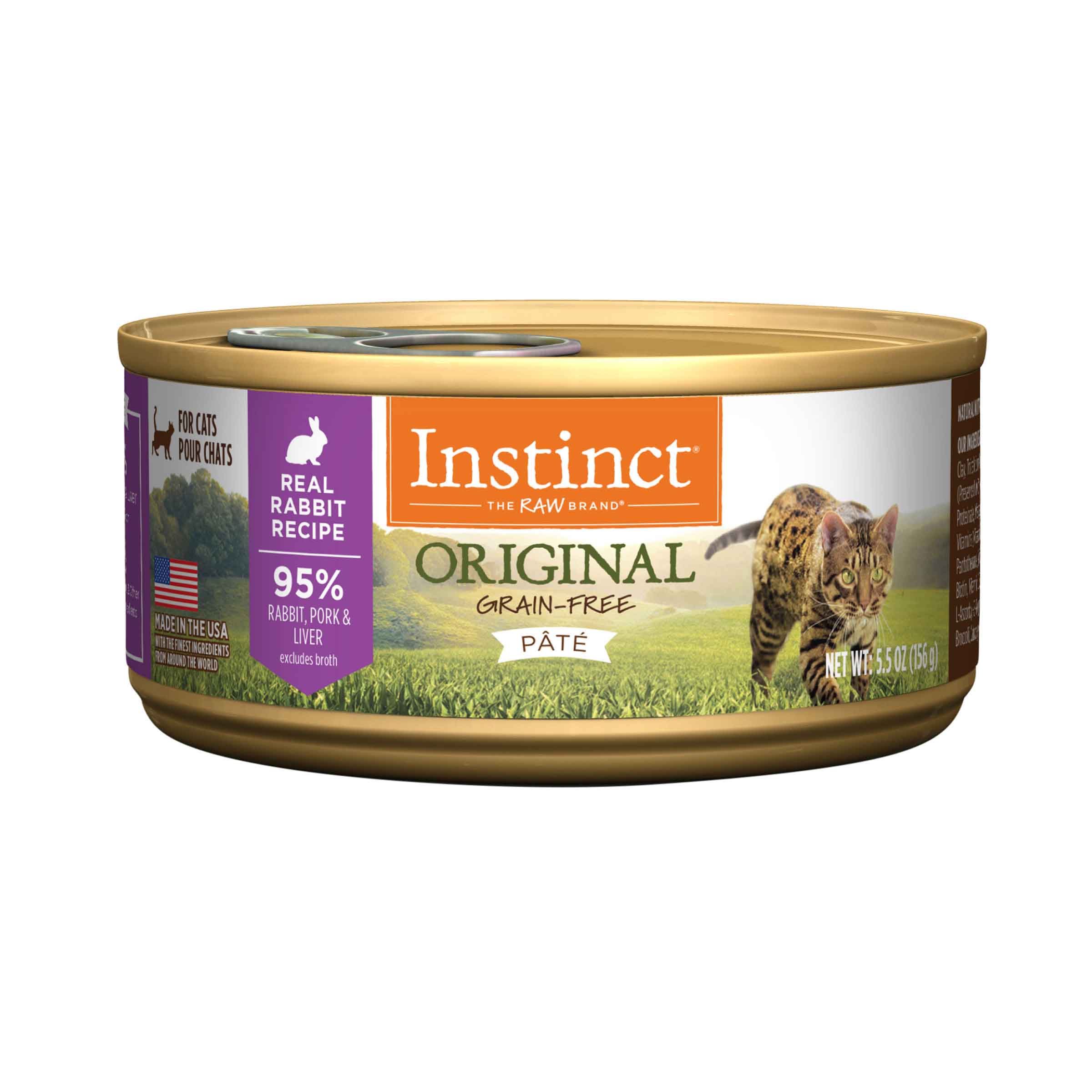 Instinct Original Grain-Free Pate Real Rabbit Recipe Canned Cat Food, 5.5 Ounce Can